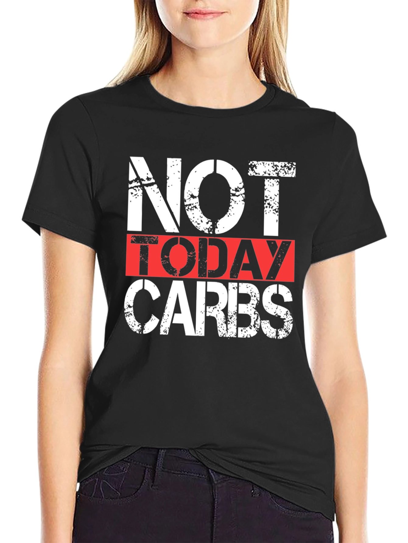 Black Not Today Carbs Graphic Tee - Black view 2