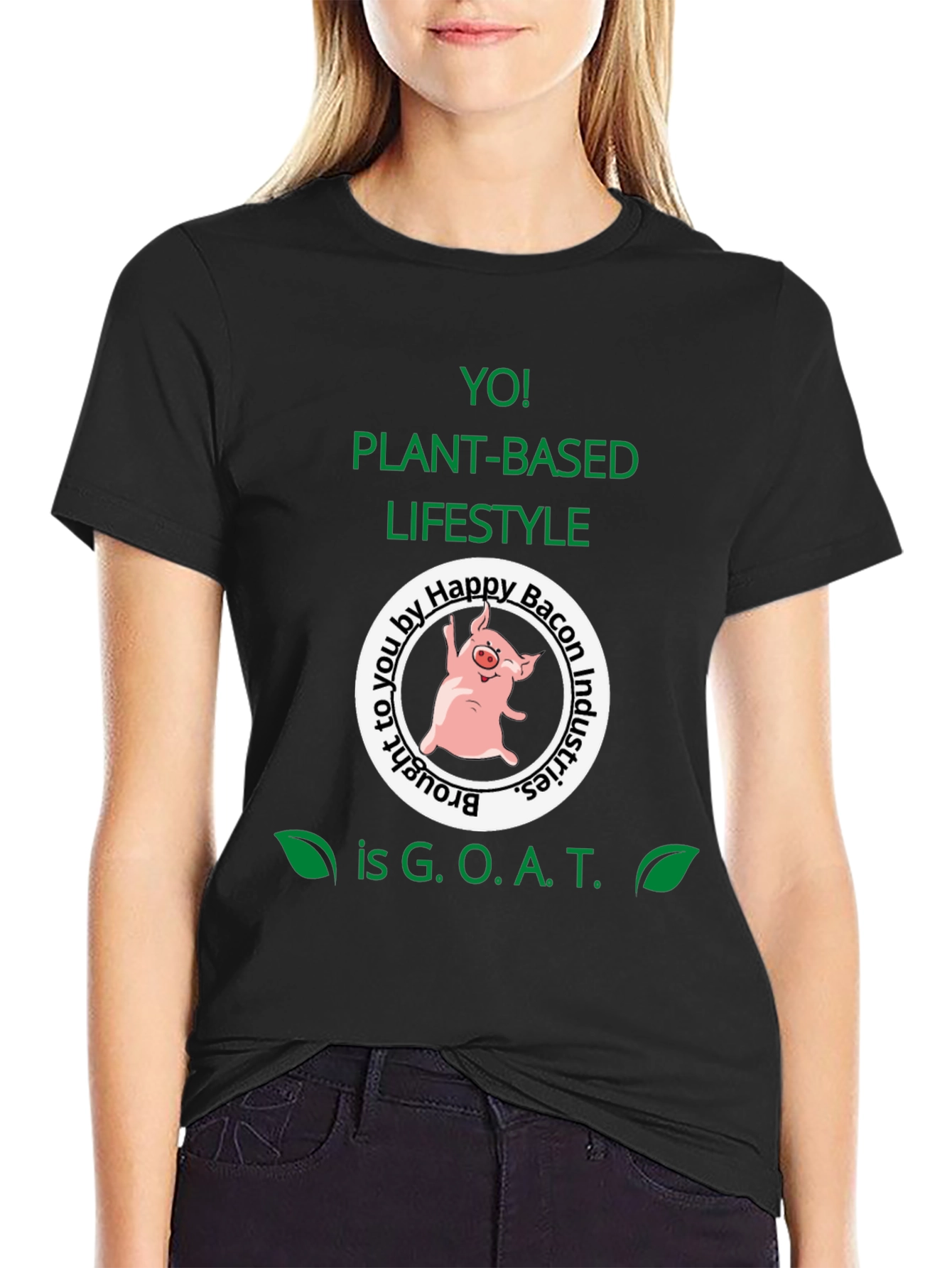 Black Vegan Lifestyle T-Shirt - Plant Based GOAT view 2