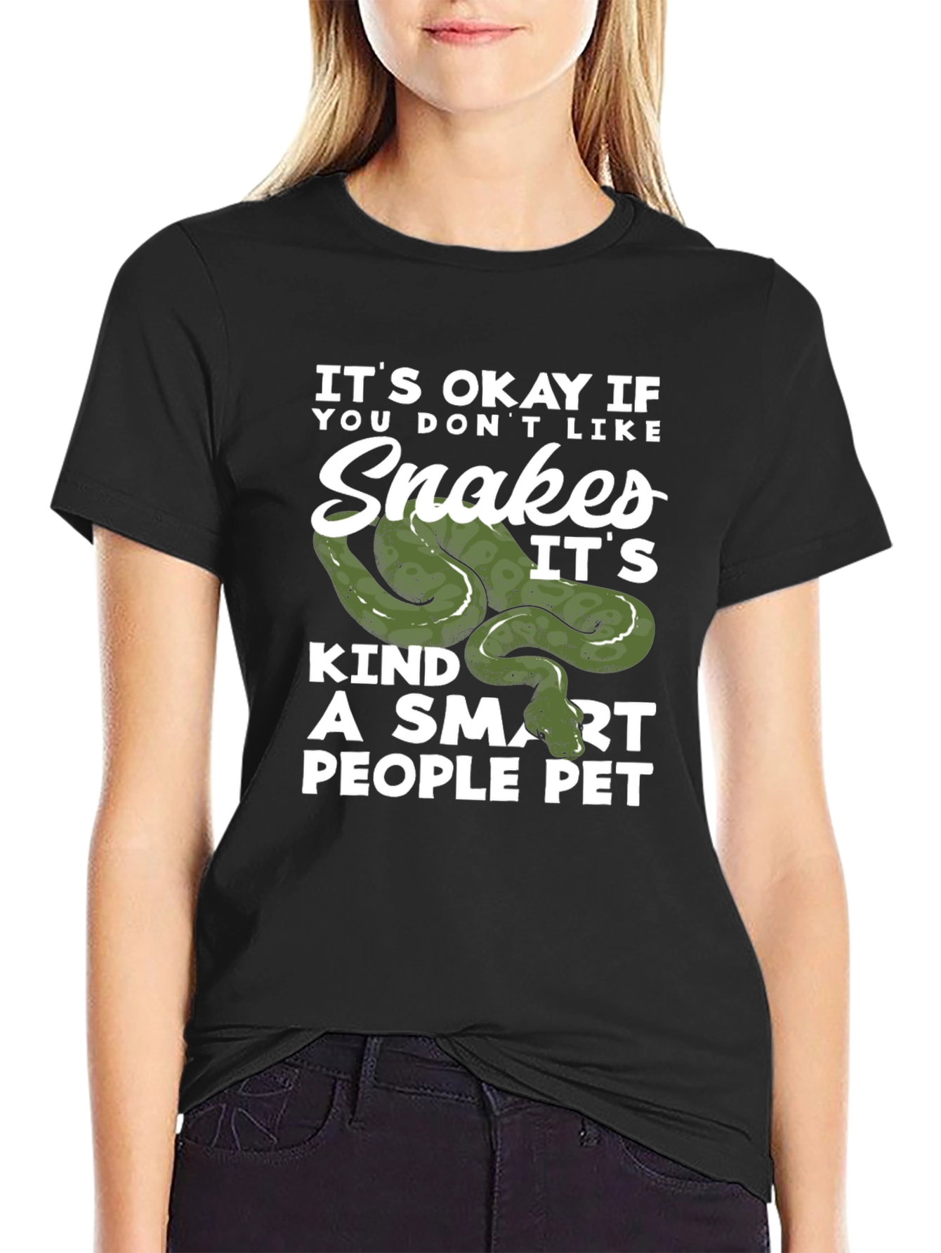 Black Snakes Smart People Pet Black T-Shirt view 2