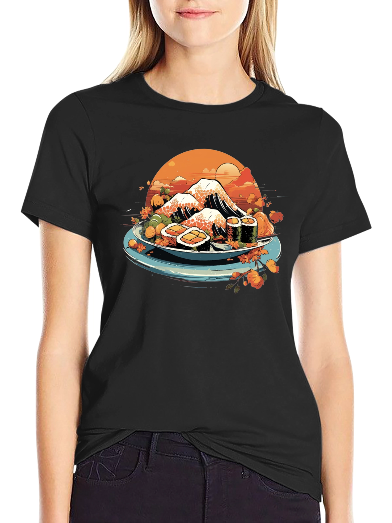 Black Sushi Mountain T-Shirt - Unique Graphic Tee view 2