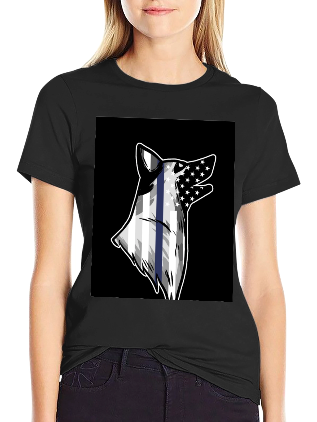 Black Wolf Flag T-Shirt view 2
