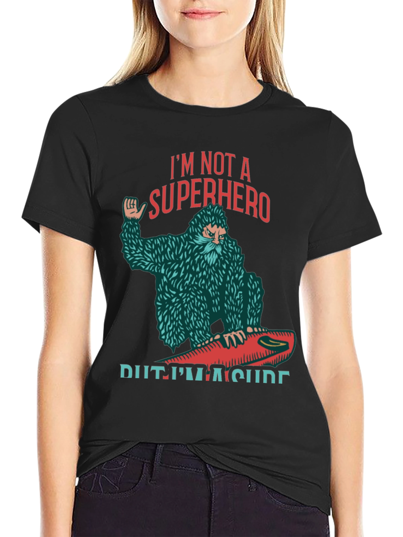 Black I'm Not A Superhero Surfing T-Shirt view 2