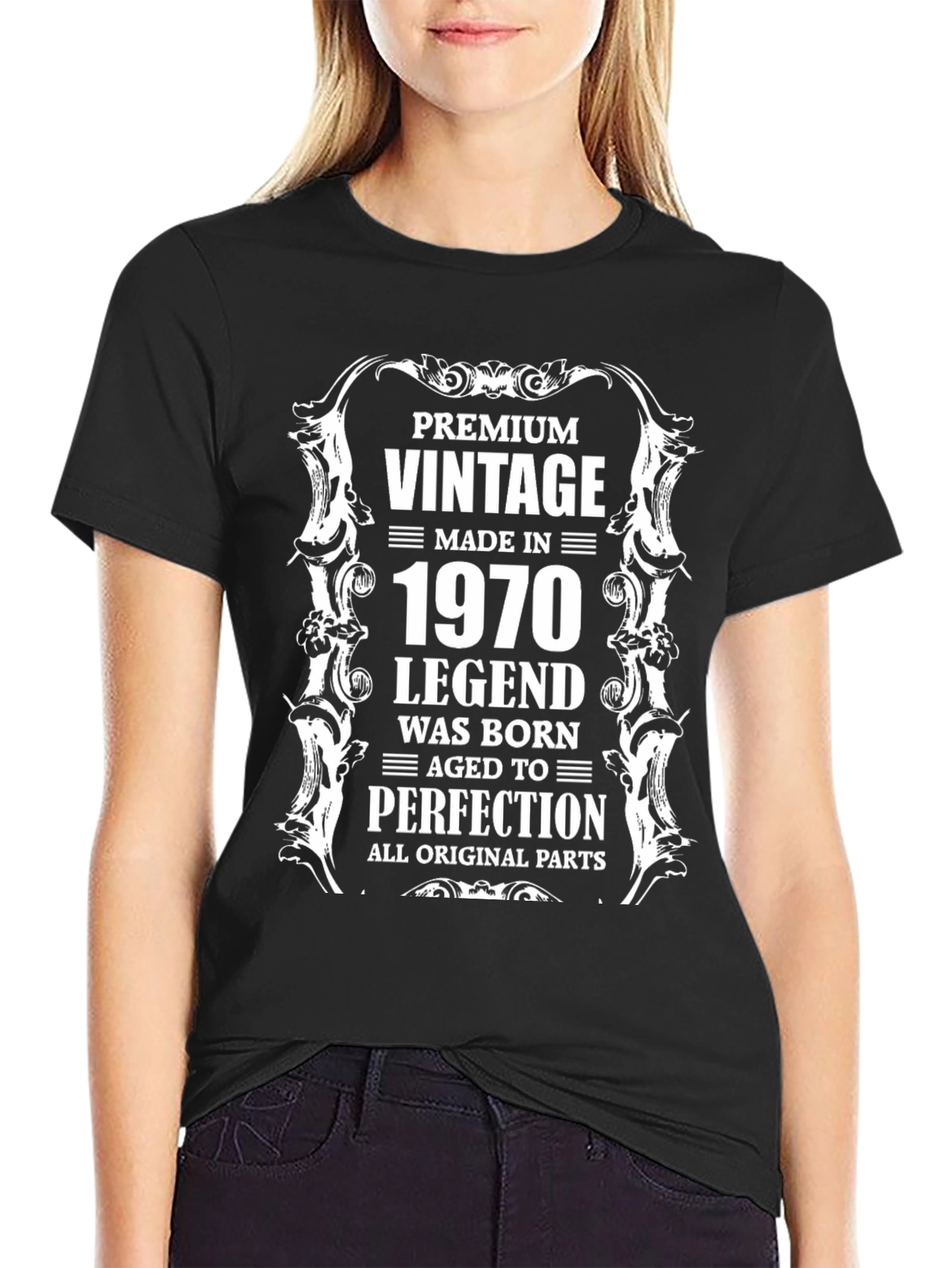 Black Premium Vintage 1970 Birthday T-Shirt view 2