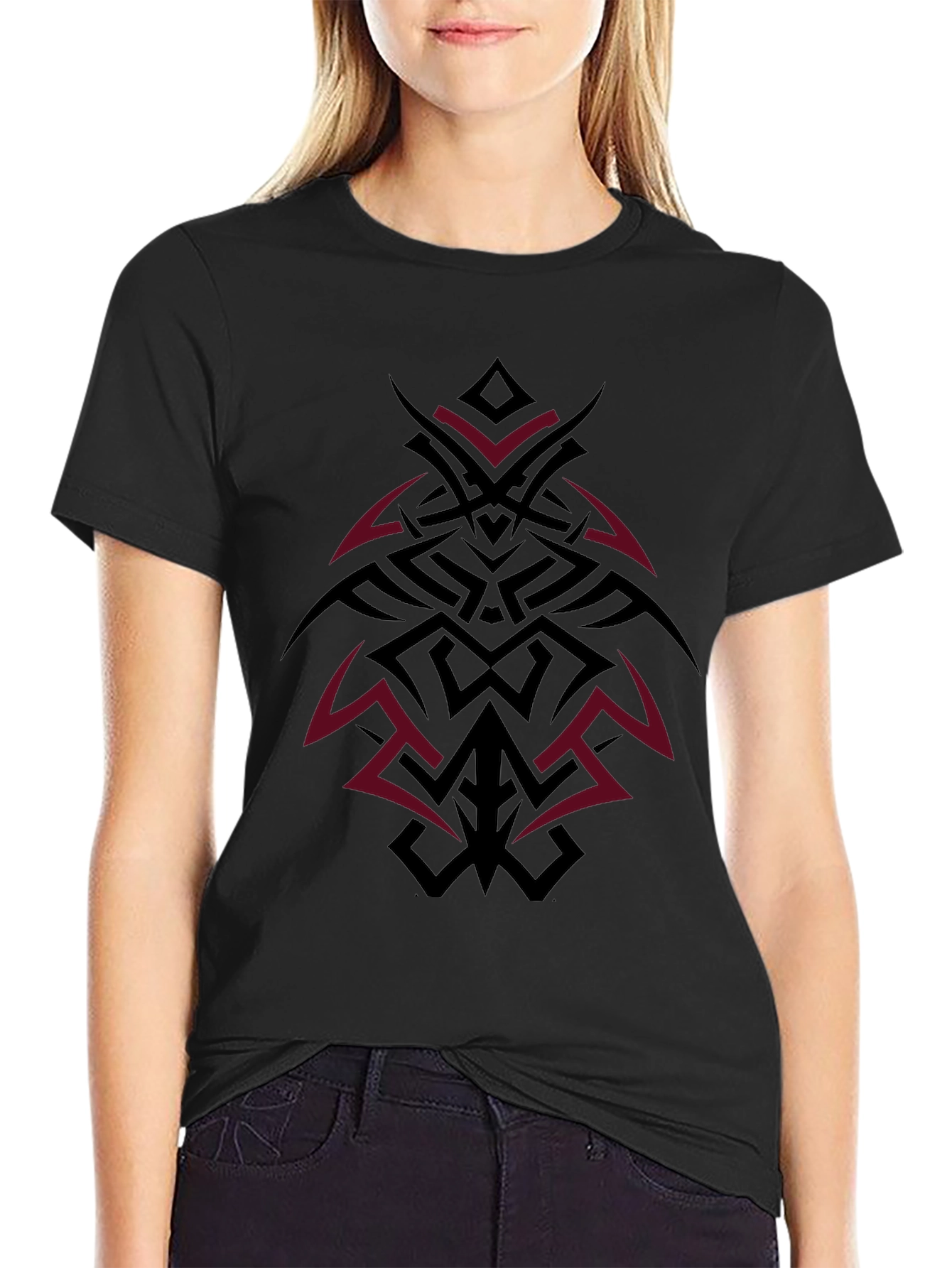 Black Tribal Tattoo Graphic Black T-Shirt view 2