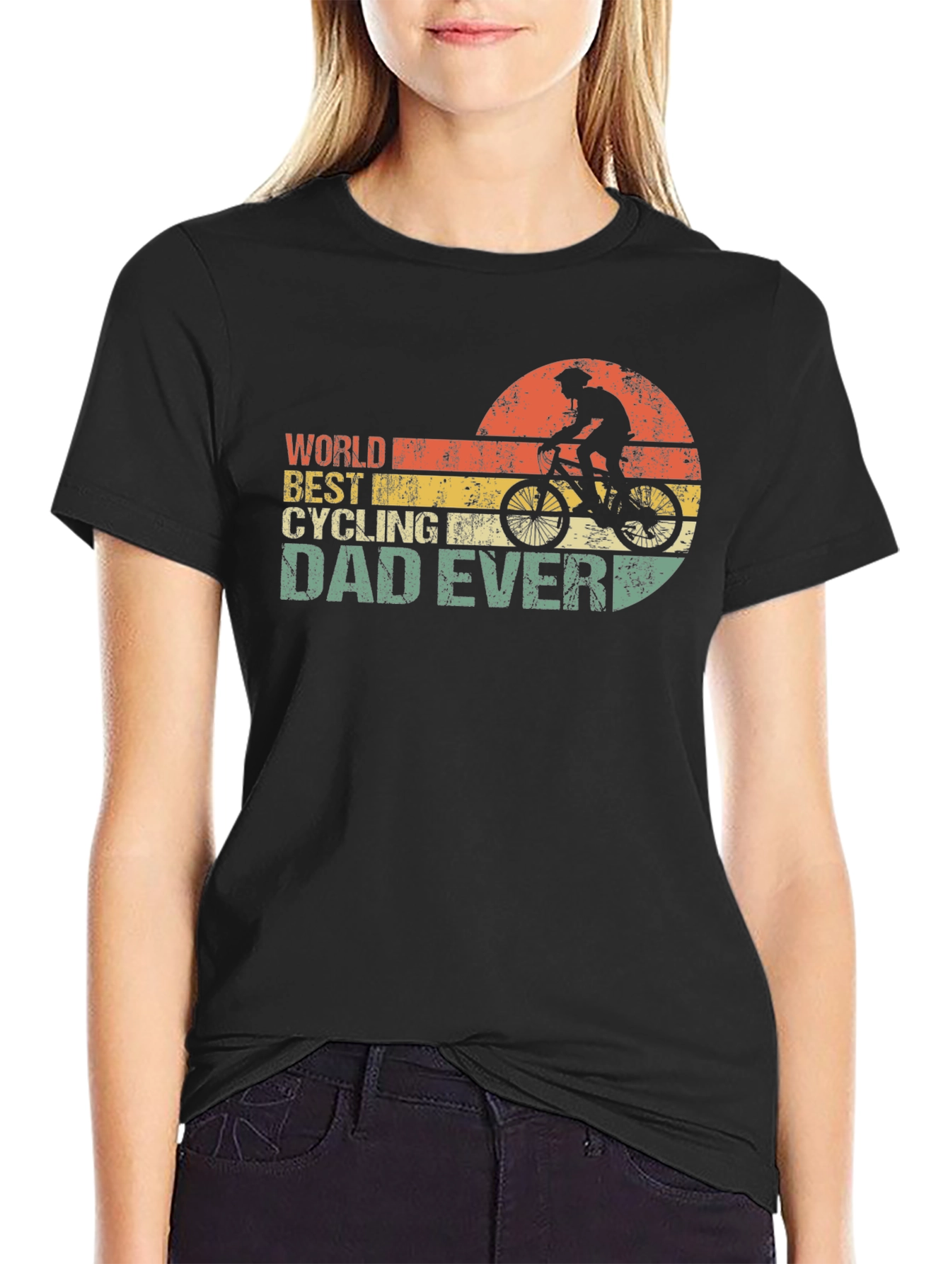 Black World's Best Cycling Dad Ever T-Shirt view 2