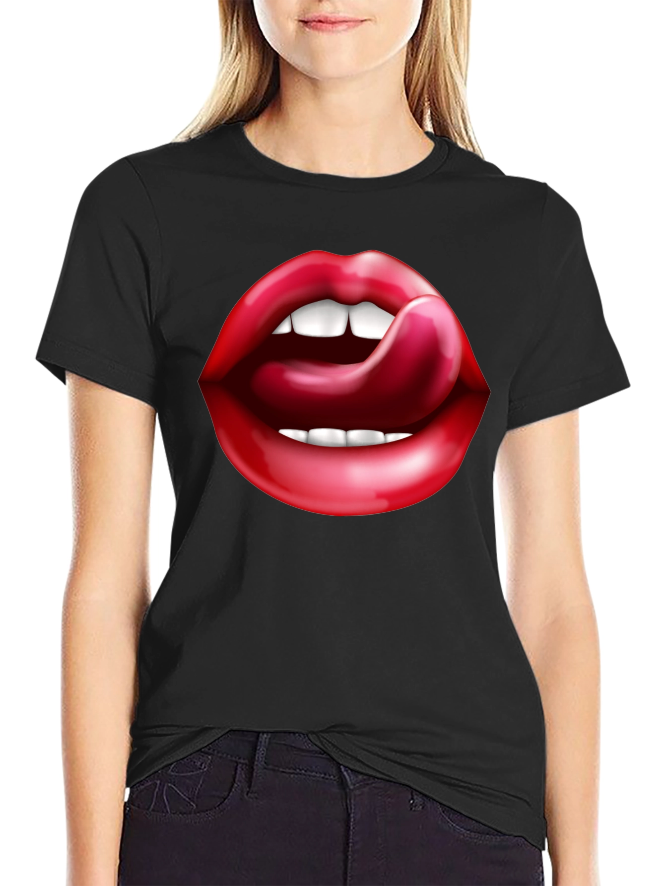 Black Lips Tongue Graphic Tee - Black view 2