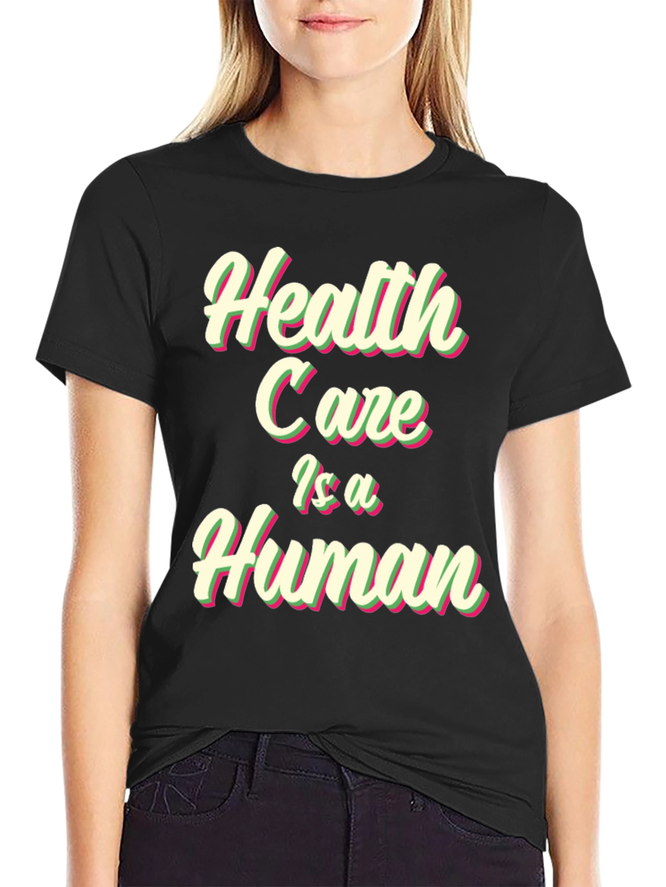 Black Health Care is a Human Right Black Tee view 2