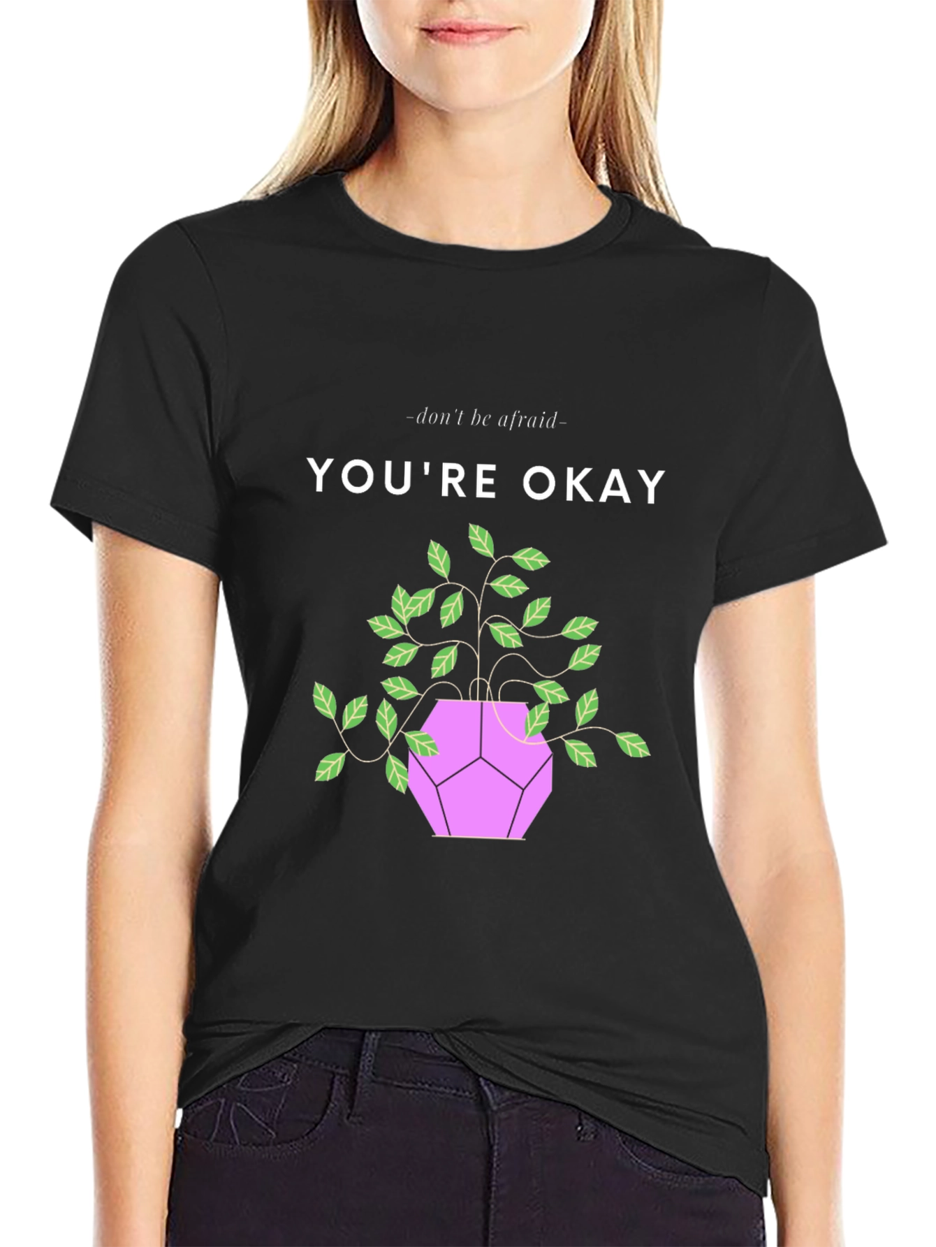 Black You're Okay Plant Graphic Tee - Comfort & Style view 2