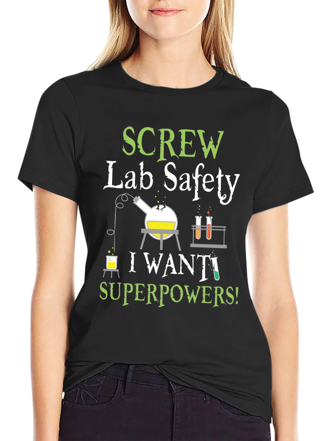 Black Screw Lab Safety T-Shirt: Science Humor Tee view 2