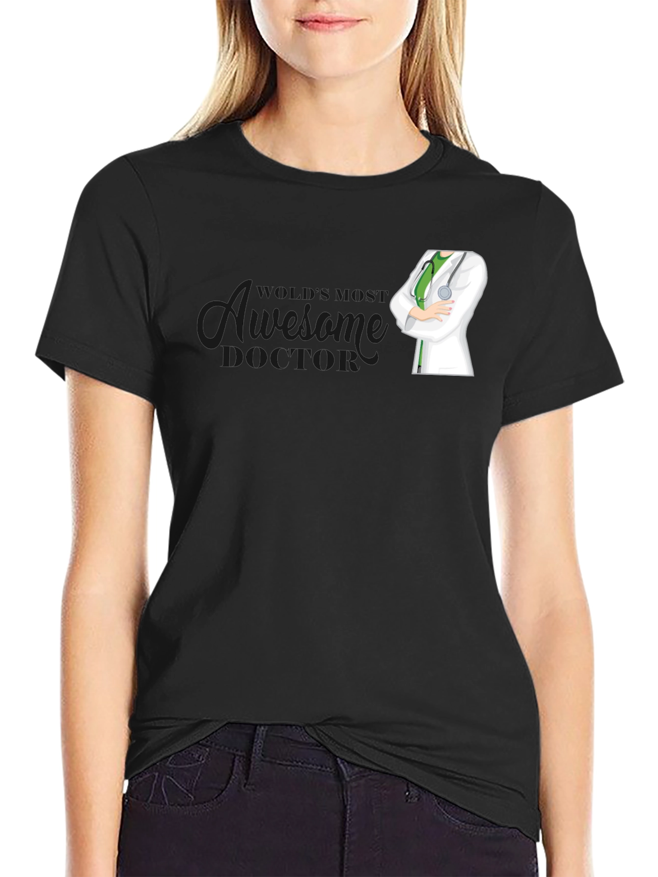 Black Awesome Doctor Graphic T-Shirt - Novelty Tee view 2