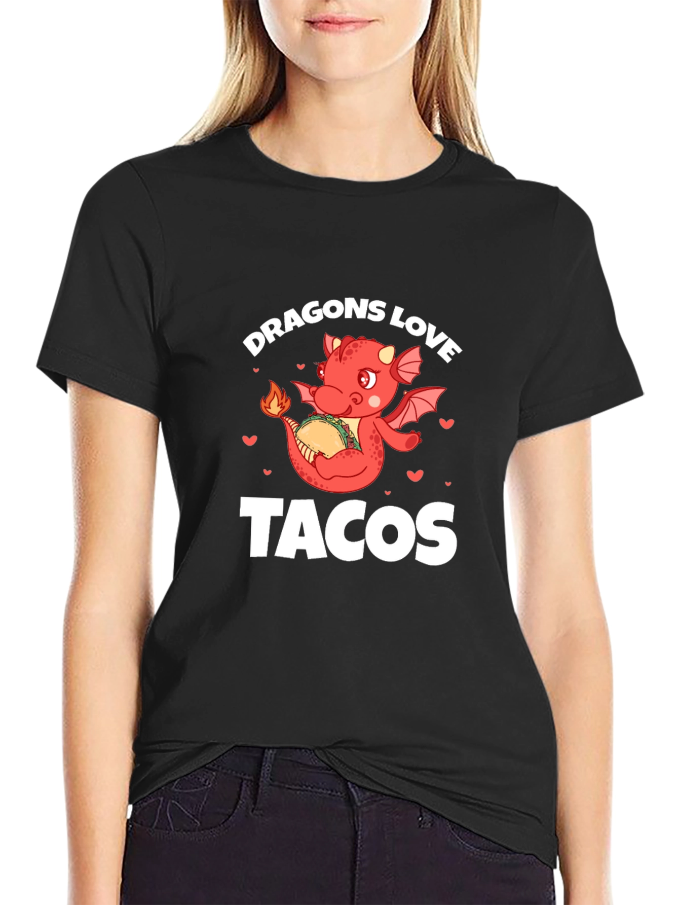 Black Dragons Love Tacos Black Graphic Tee view 2