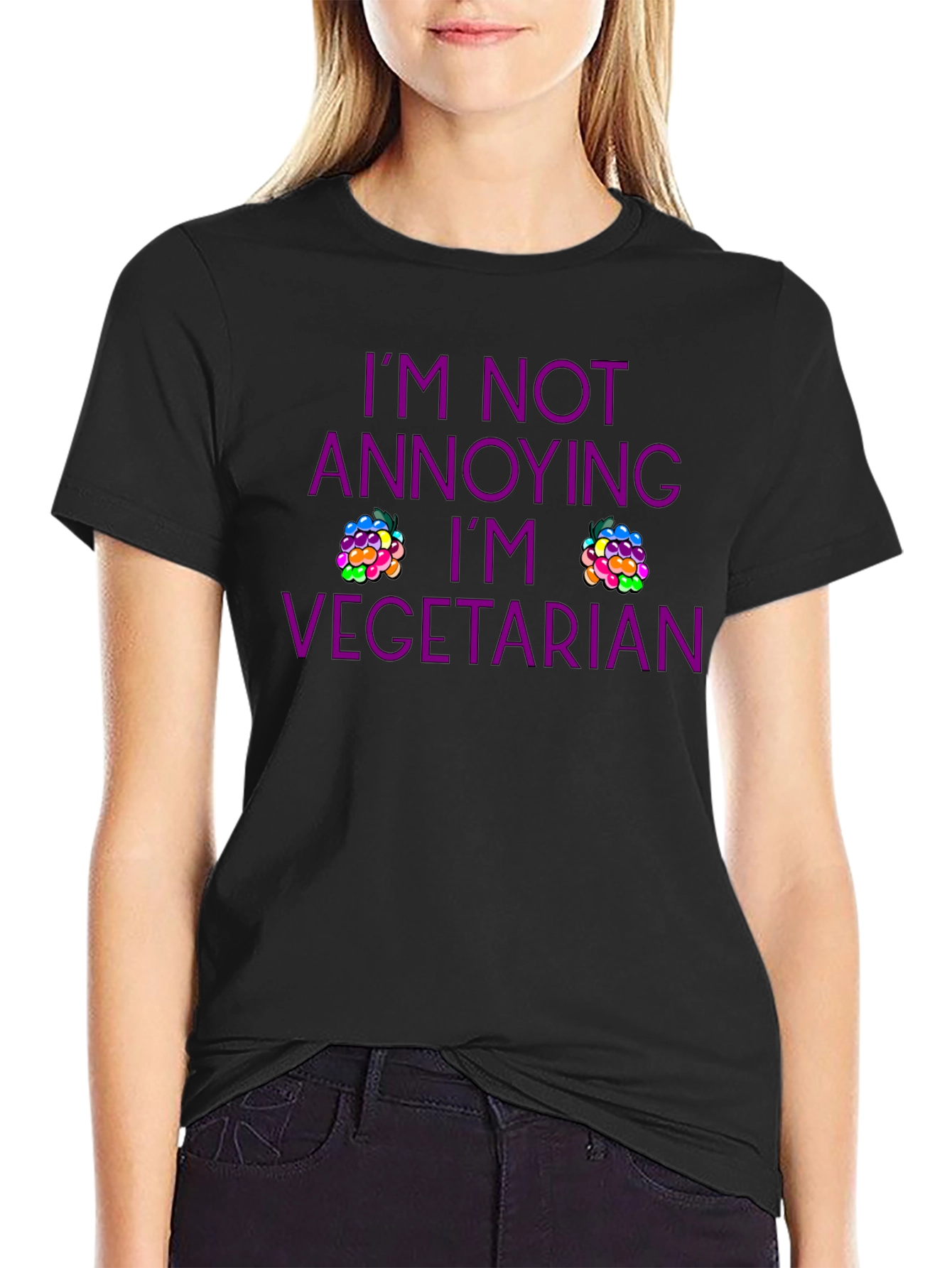Black Vegetarian T-Shirt - Funny Slogan Tee view 2
