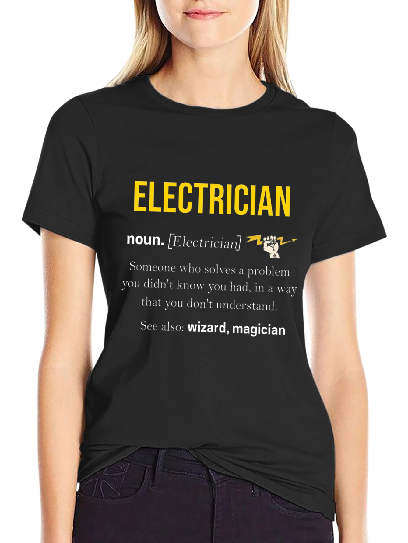 Black Electrician Definition T-Shirt view 2