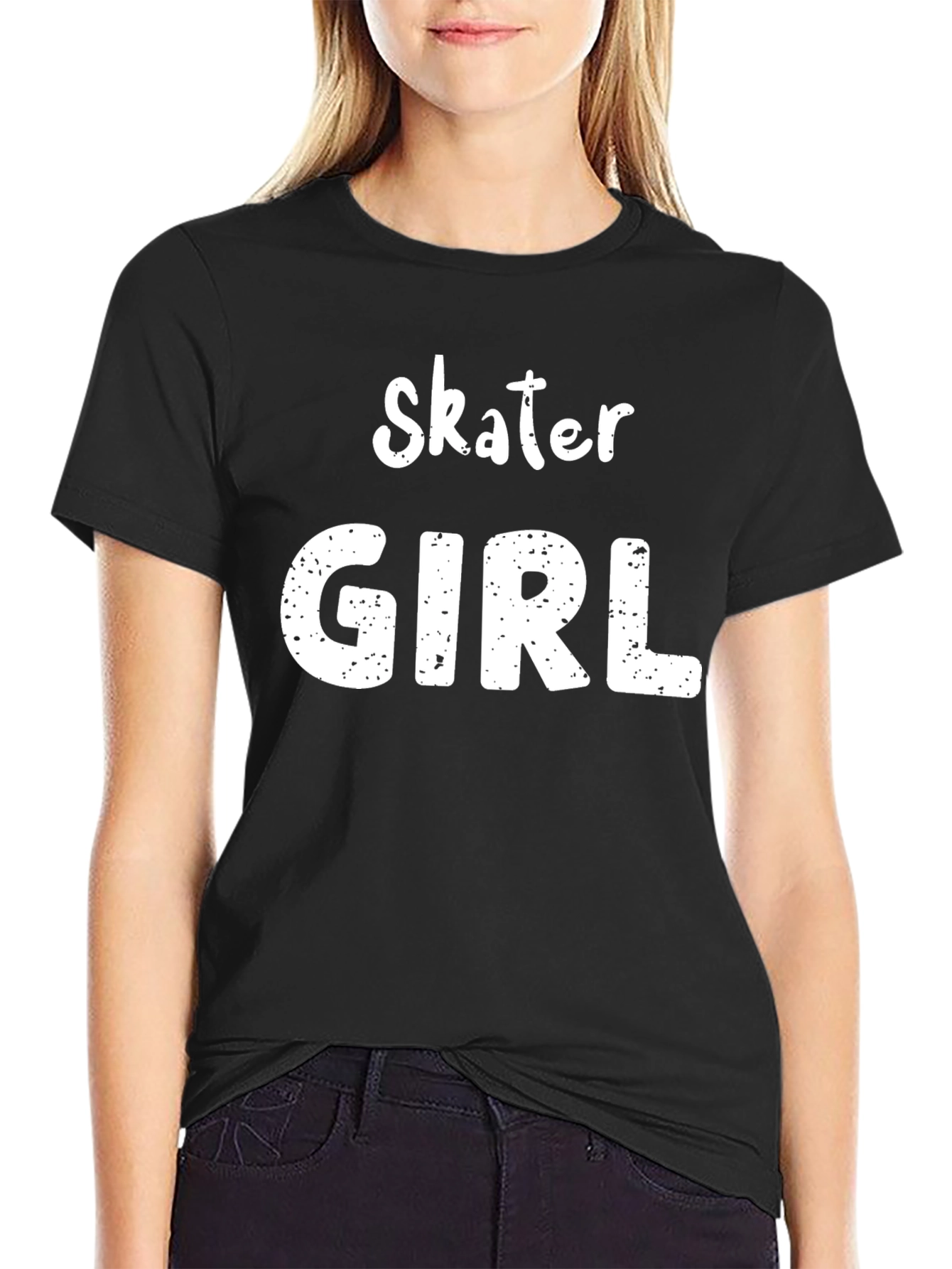 Black Skater Girl Graphic Tee - Cool & Casual view 2