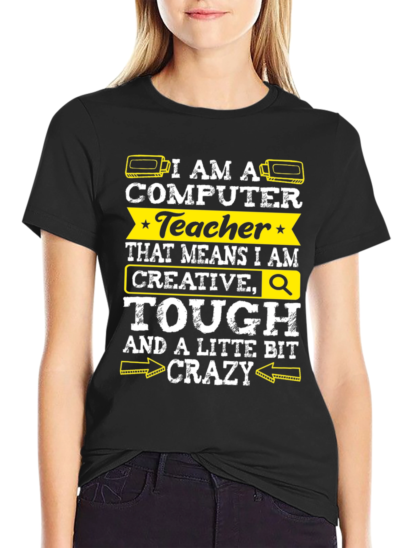 Black I am a Computer Teacher Graphic Tee view 2