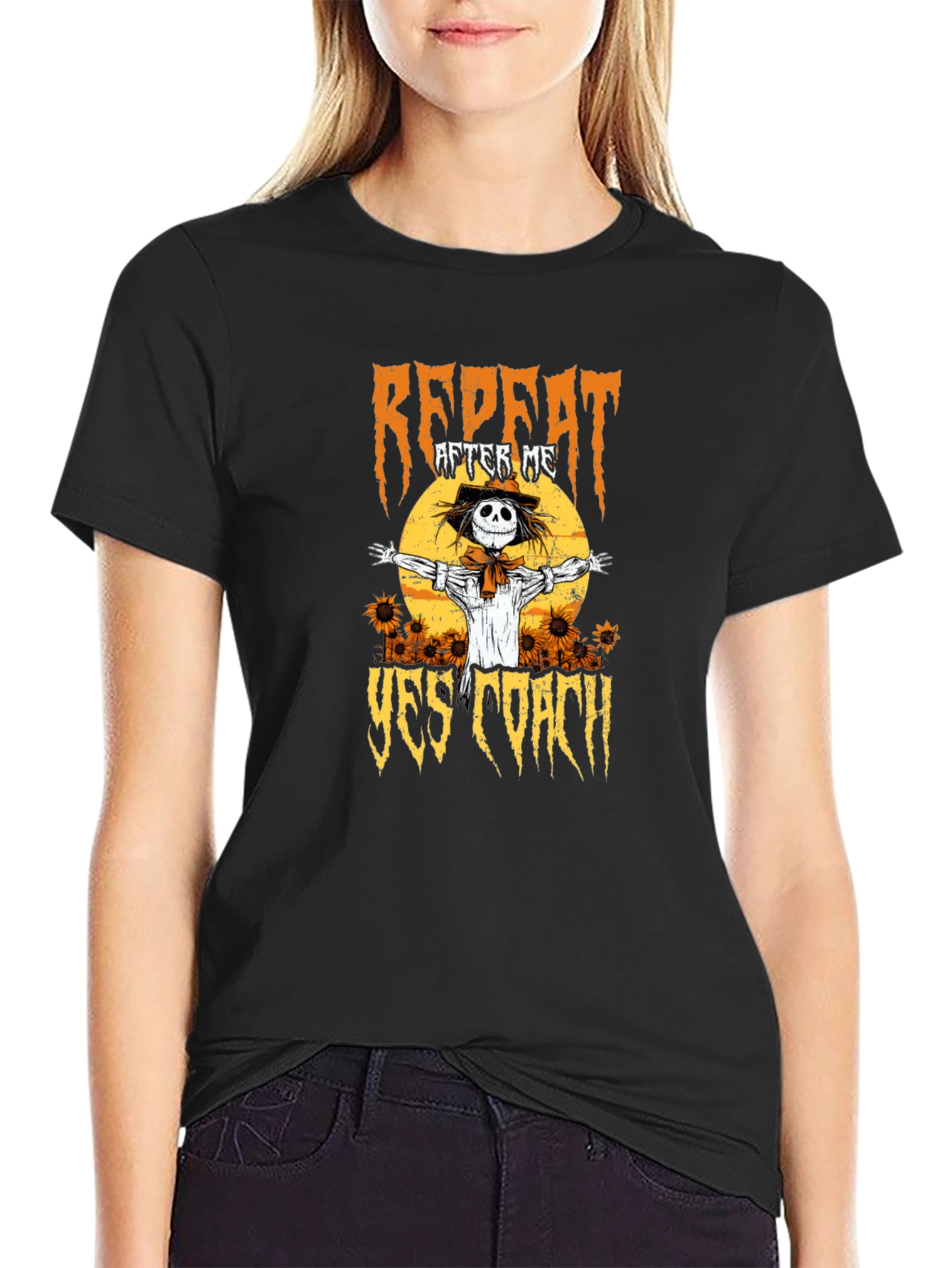 Black Repeat After Me - Yes Coach T-Shirt view 2