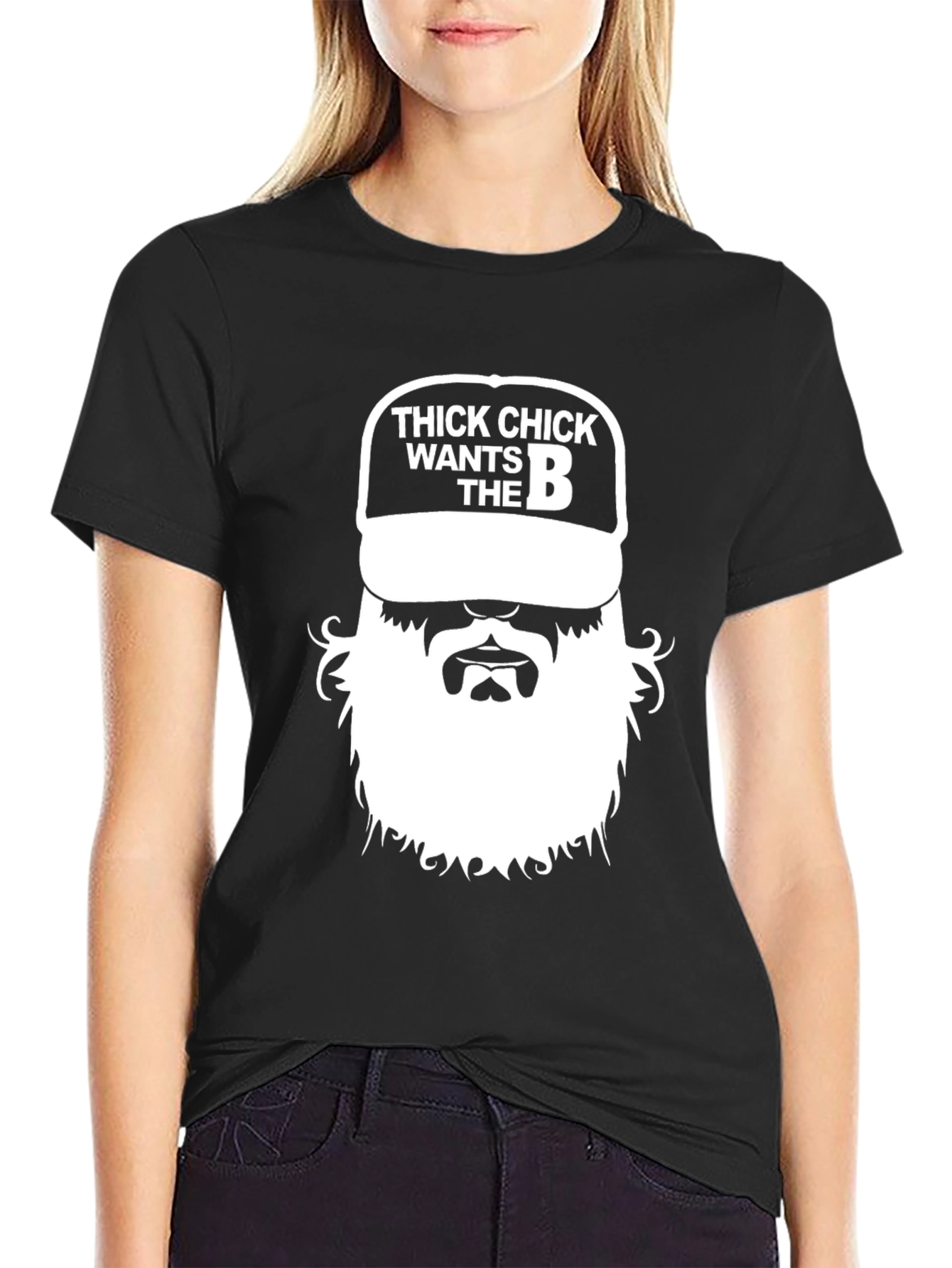 Black Thick Chick Wants The B Funny Graphic Tee view 2