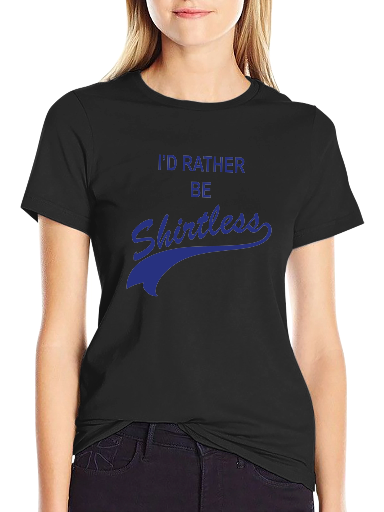 Black I'd Rather Be Shirtless Graphic Tee view 2