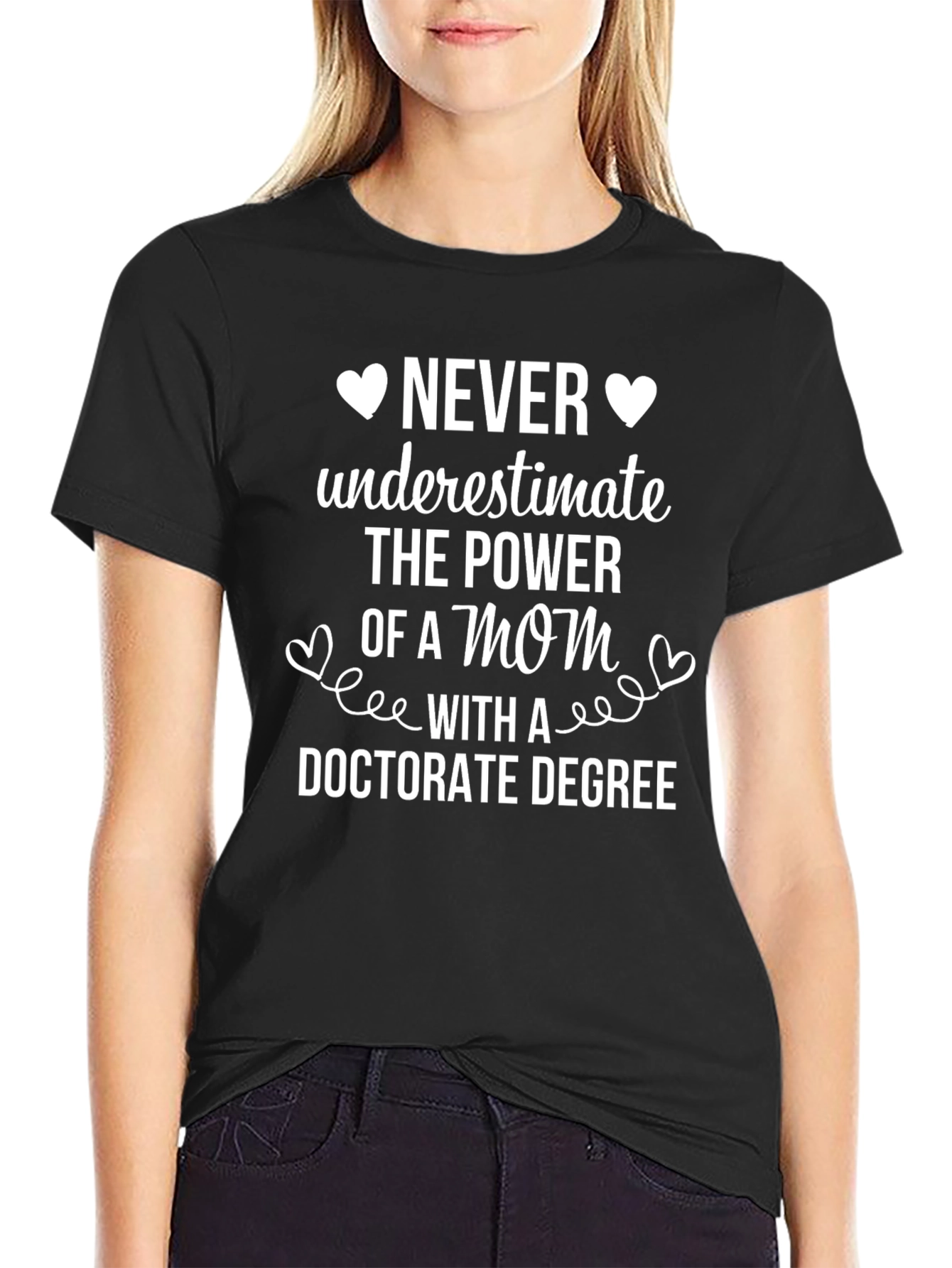 Black Mom Doctorate Degree T-Shirt view 2