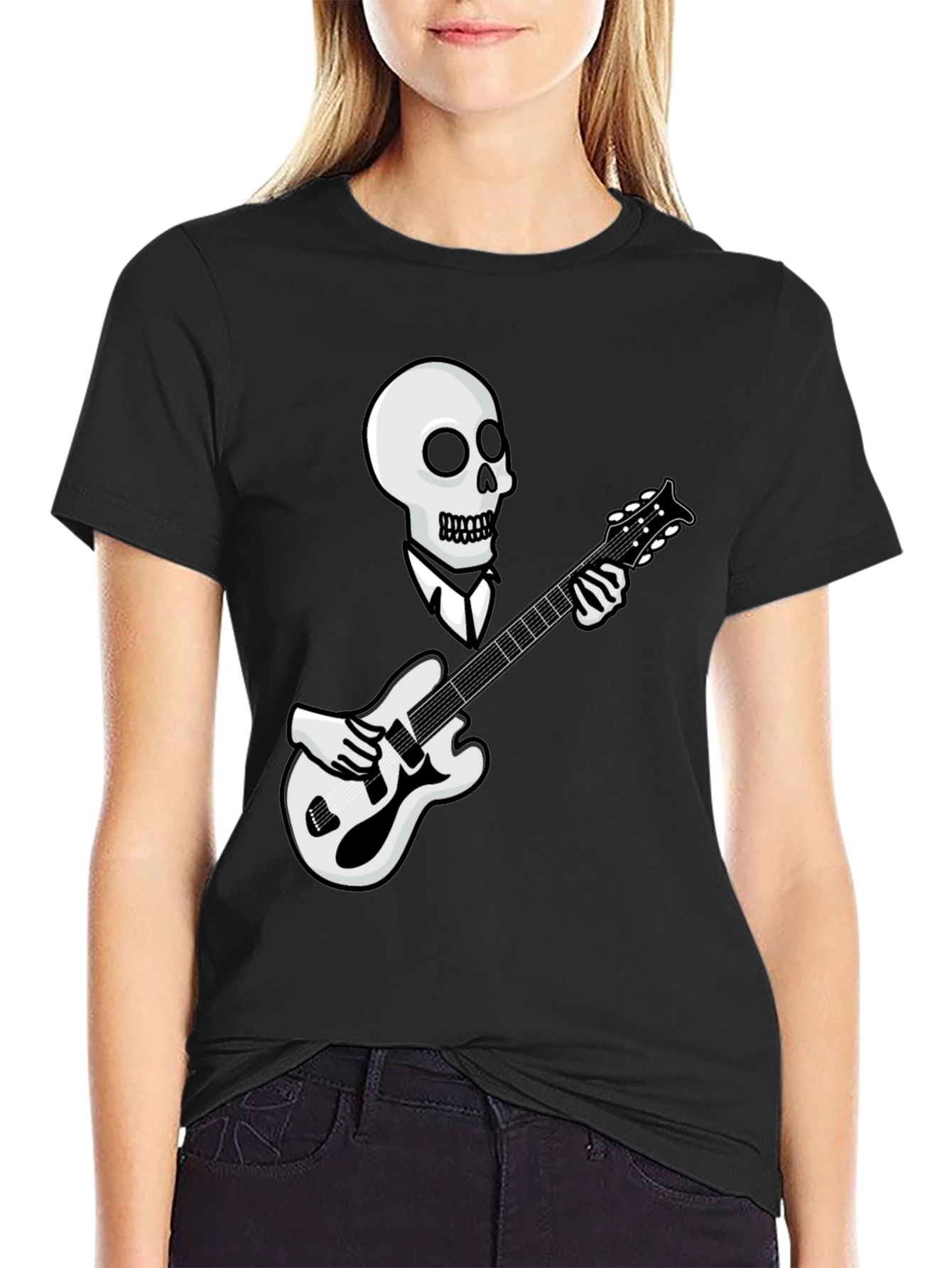 Skull Guitarist Graphic Tee - Black - 2