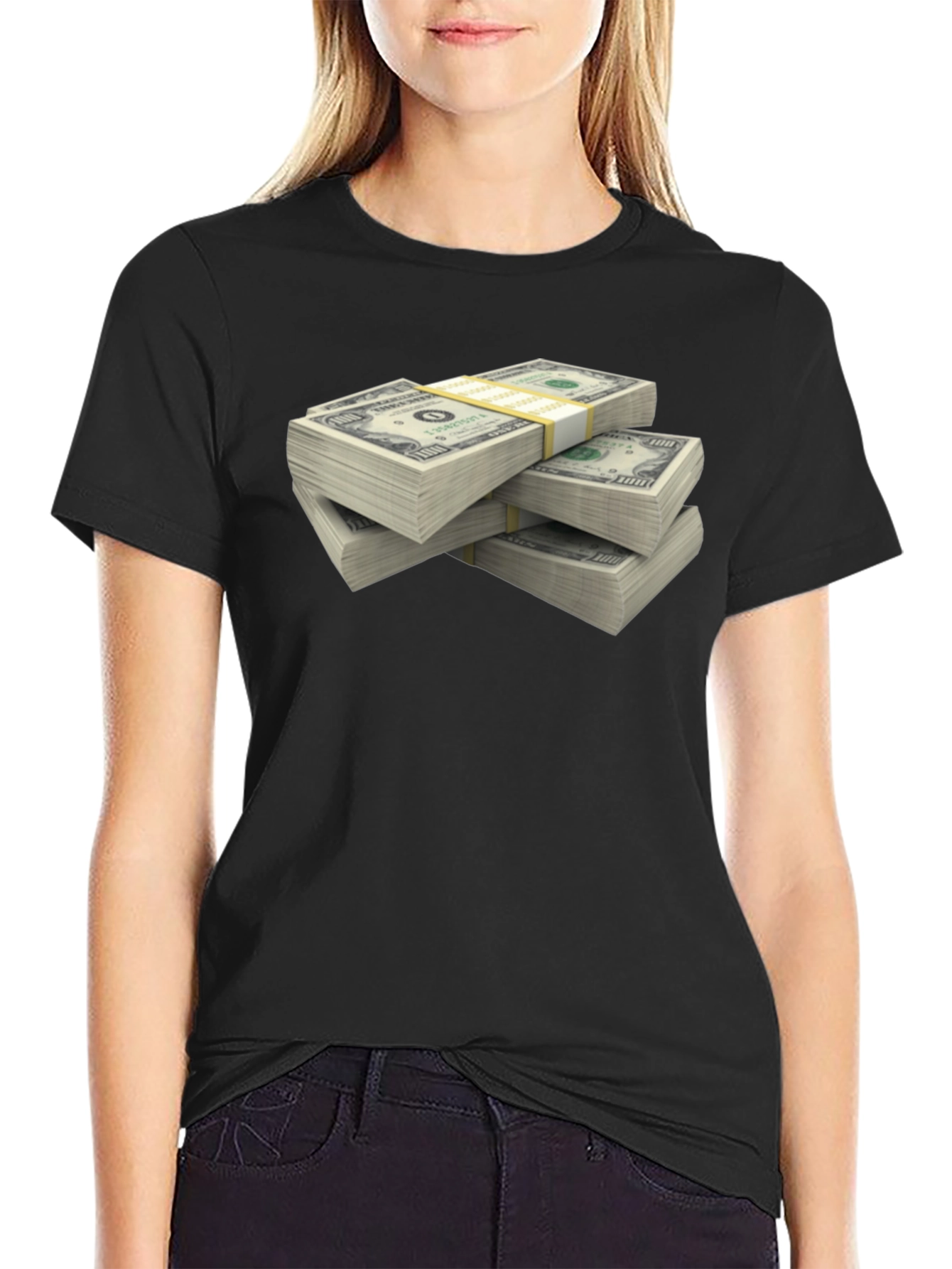 Black Money Stack Graphic T-Shirt - Black view 2