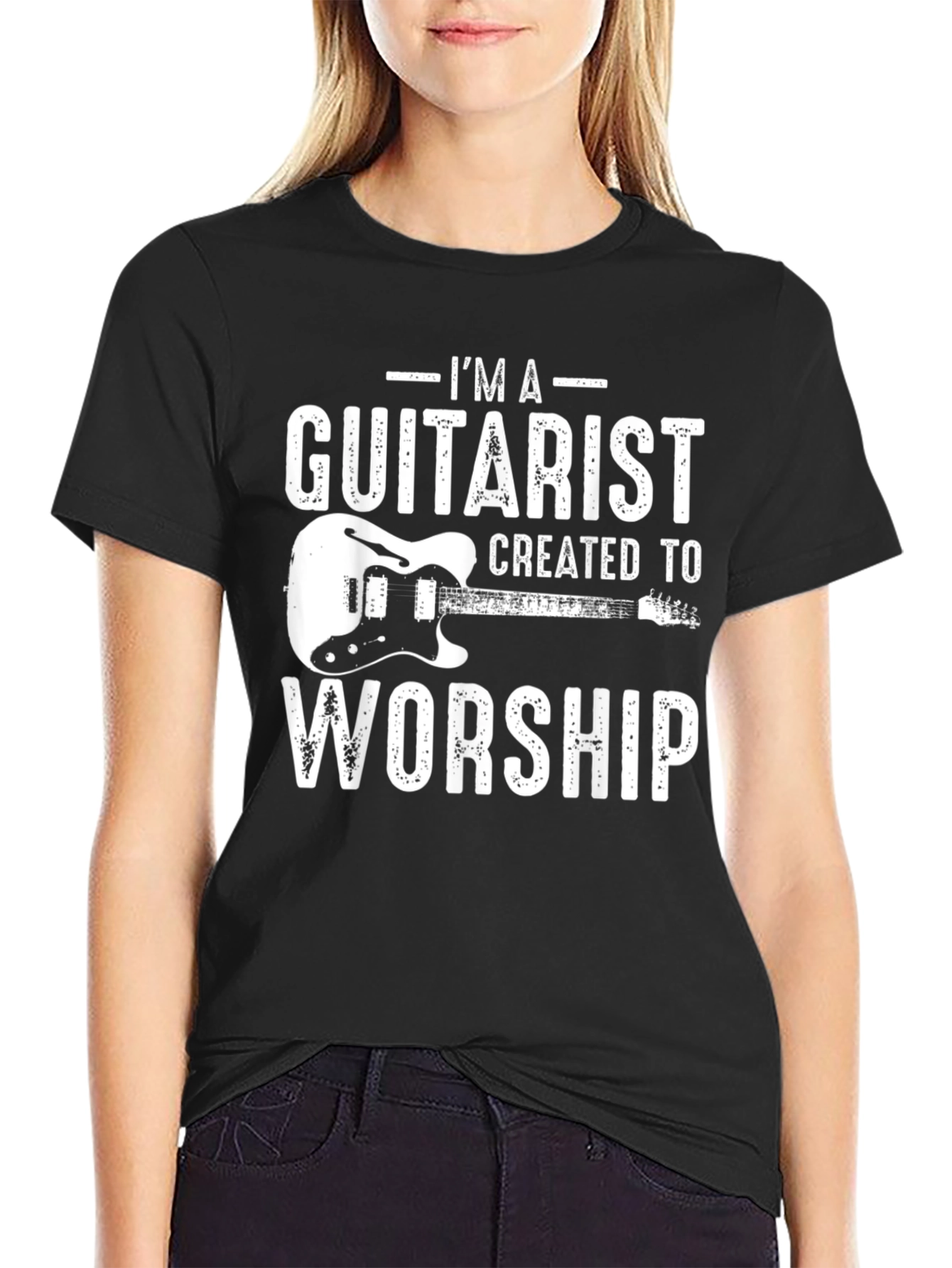 Black Guitarist Worship T-Shirt - Music Lover Tee view 2