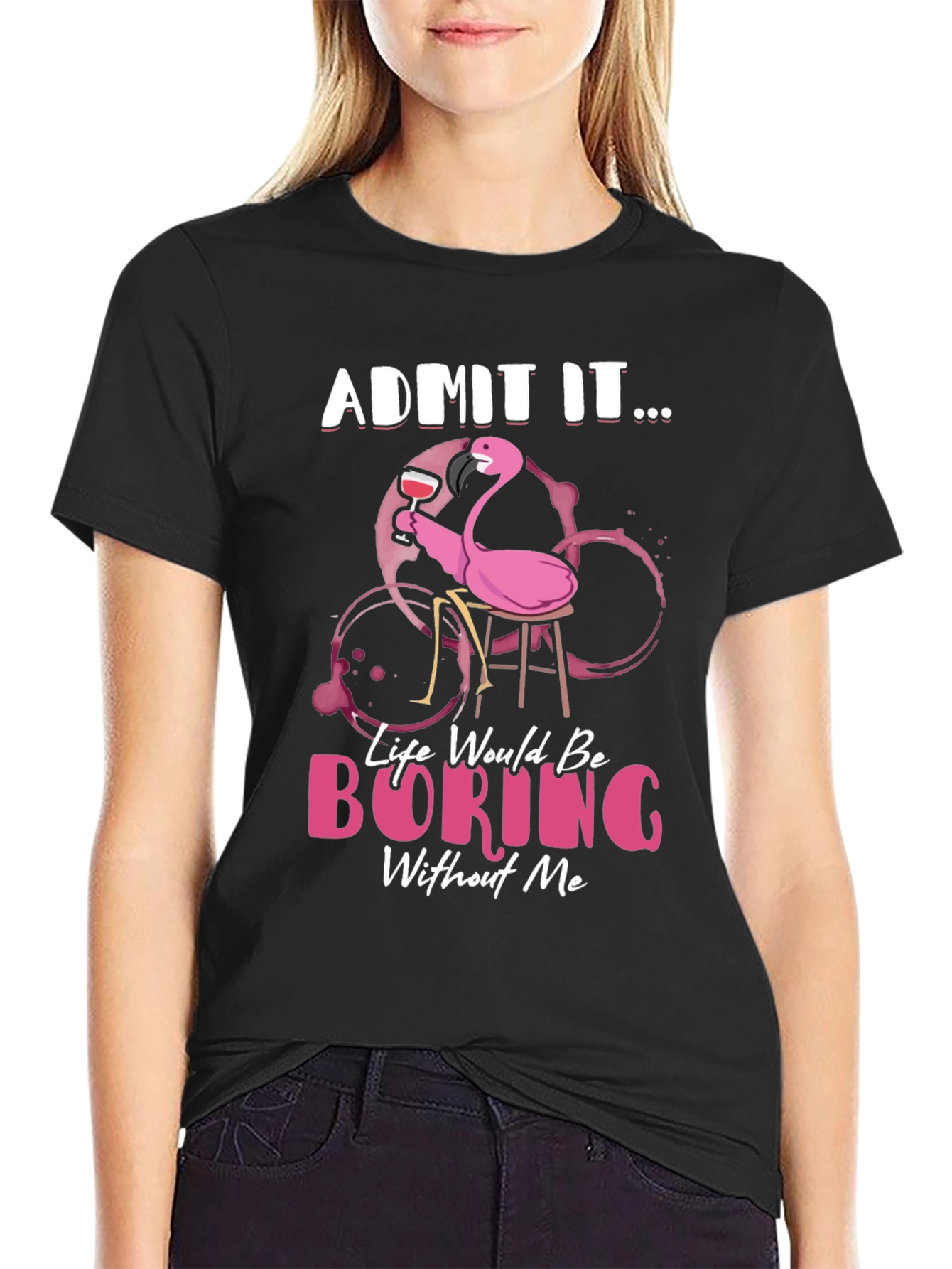 Black Funny Flamingo Graphic T-Shirt - Admit It... view 2