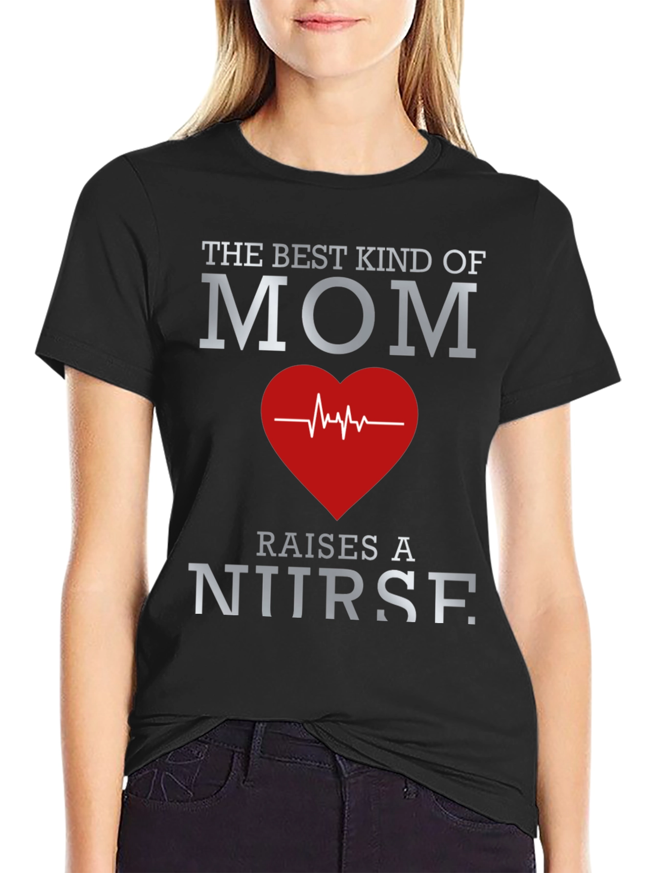 Black Best Mom Nurse Graphic T-Shirt view 2
