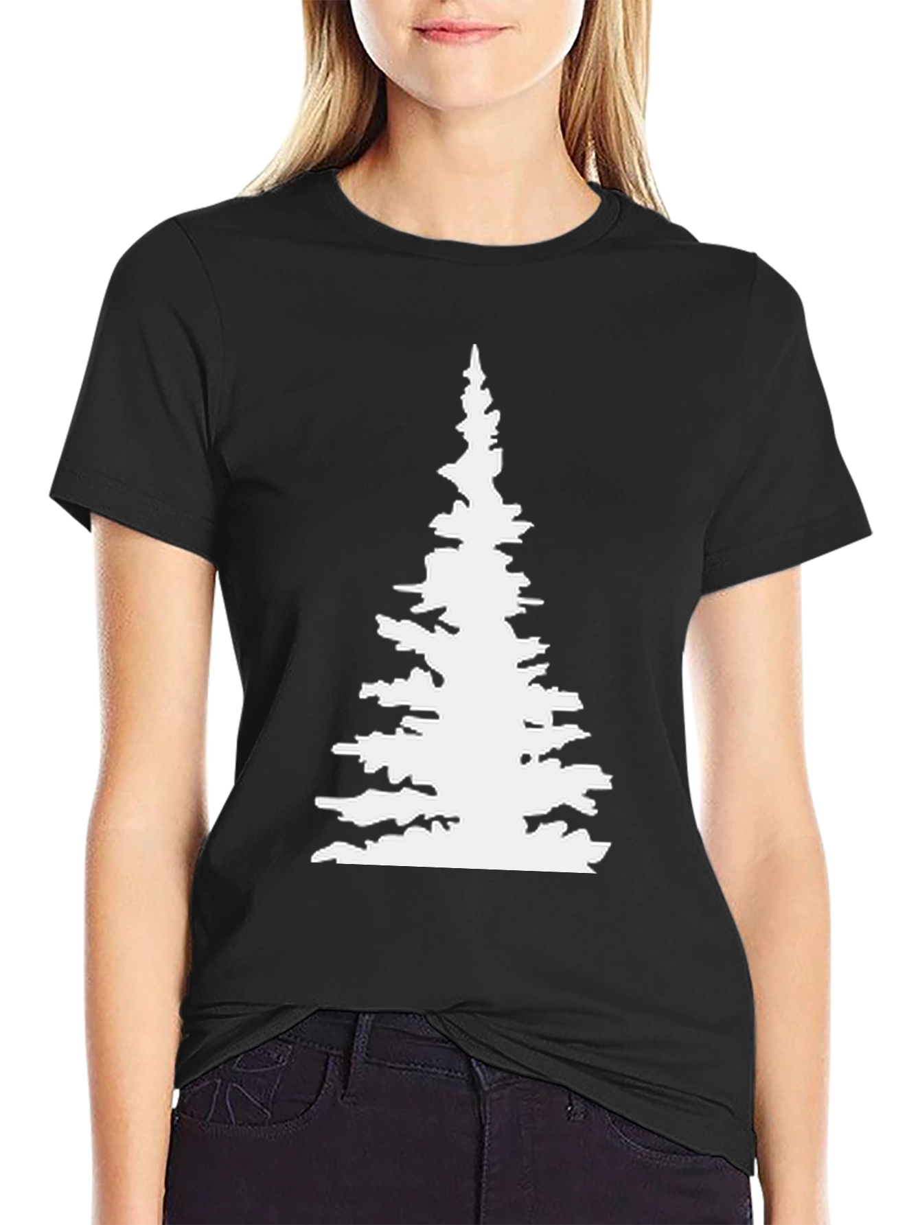Black Pine Tree Graphic Tee - Nature Lover's Black T-Shirt view 2