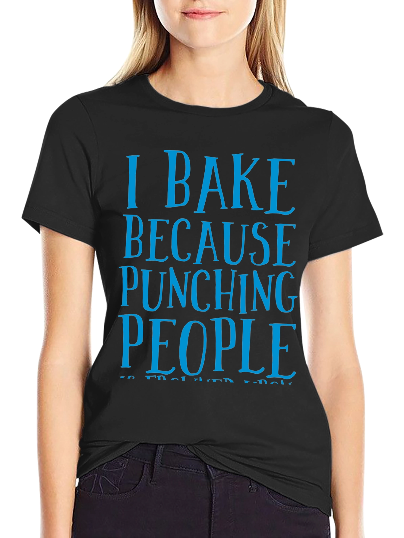 Black I Bake Because Punching People Funny T-Shirt view 2