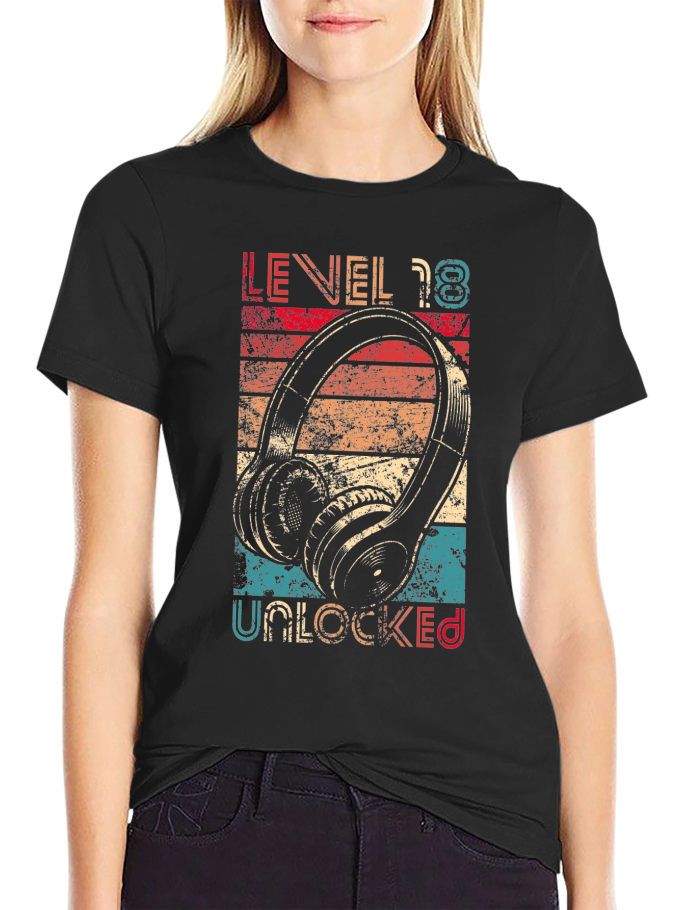 Black Level 18 Unlocked T-Shirt Birthday Gamer Gift view 2