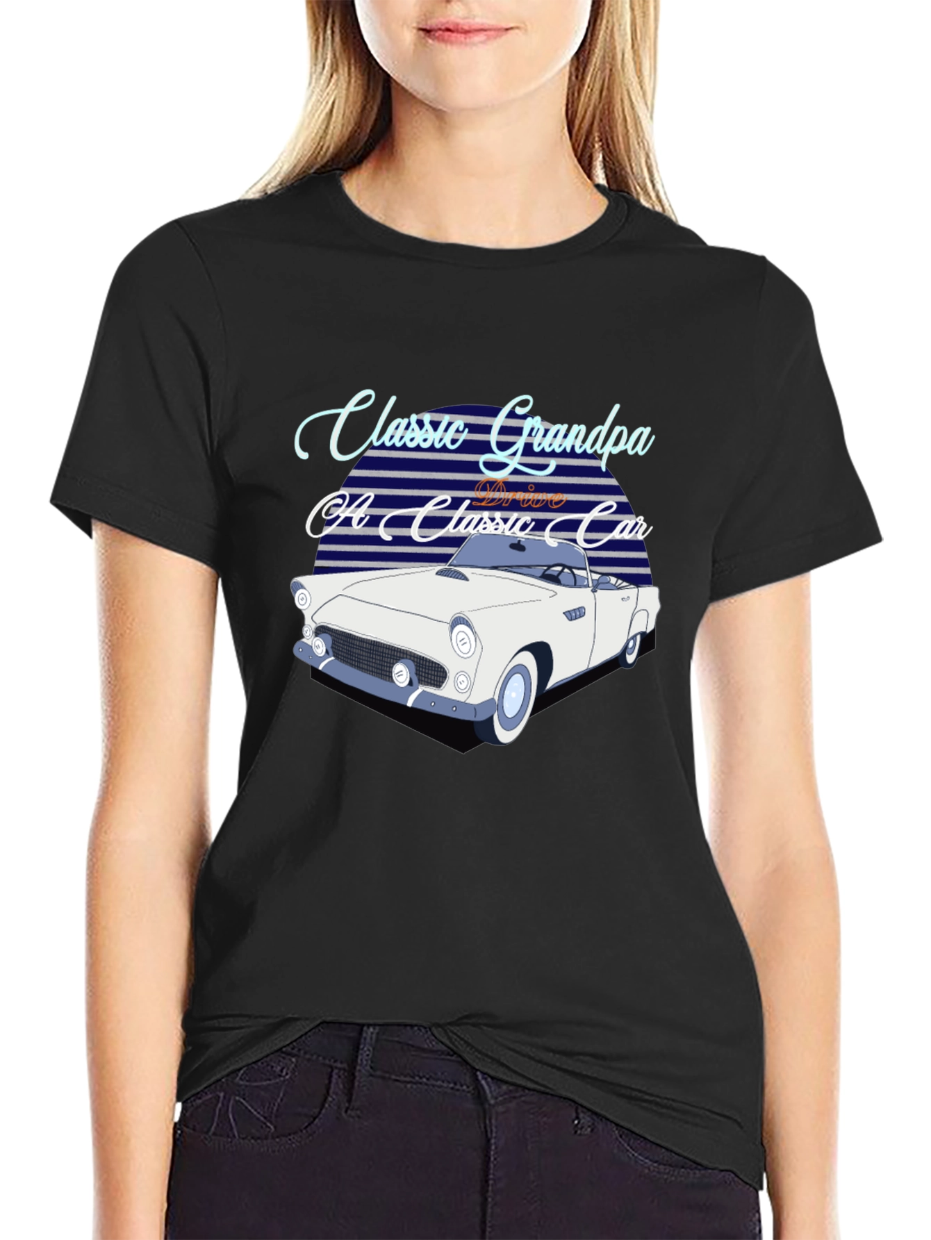 Black Classic Grandpa Car T-Shirt view 2