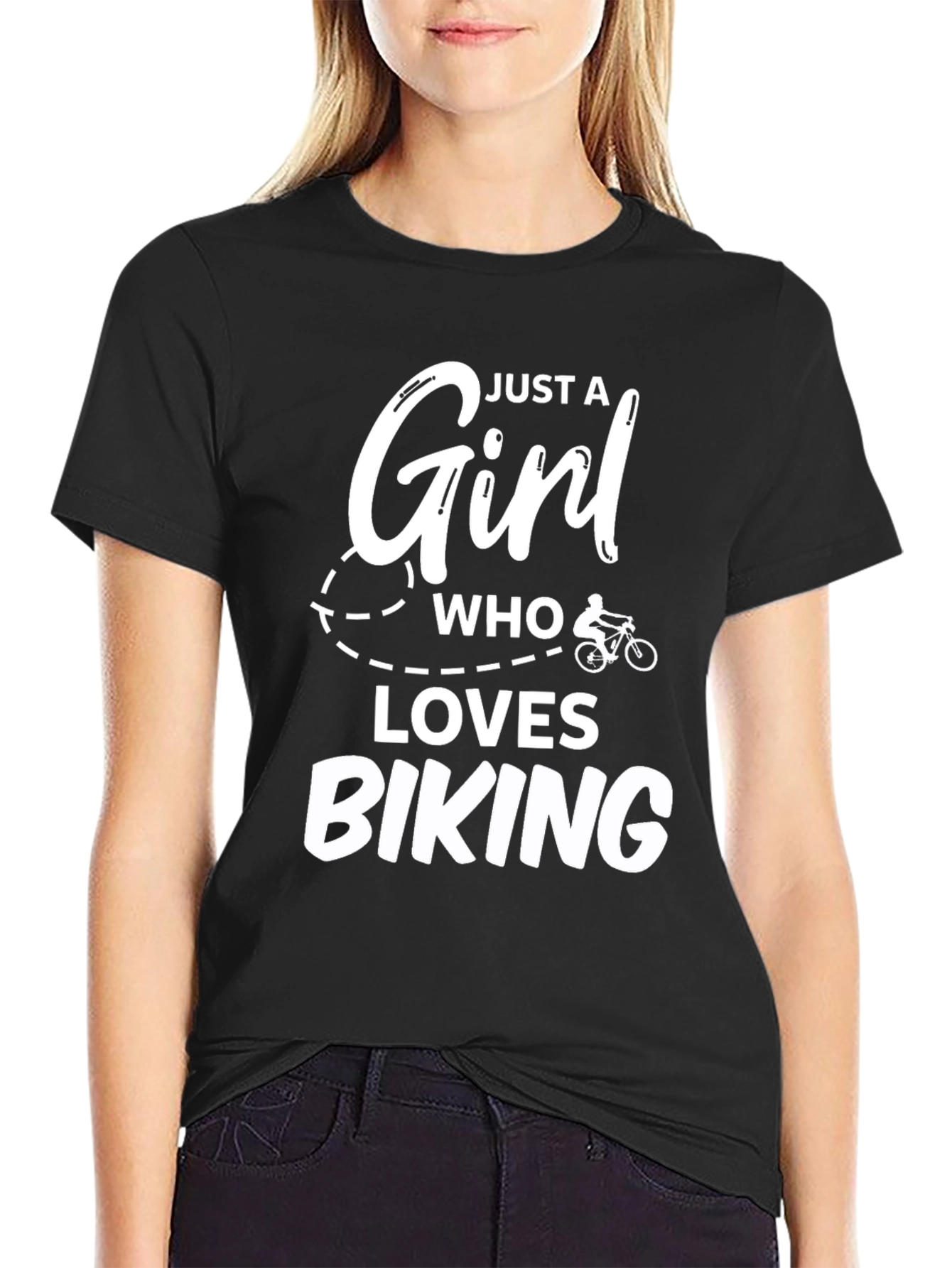 Black Girl Who Loves Biking T-Shirt - Black Tee view 2