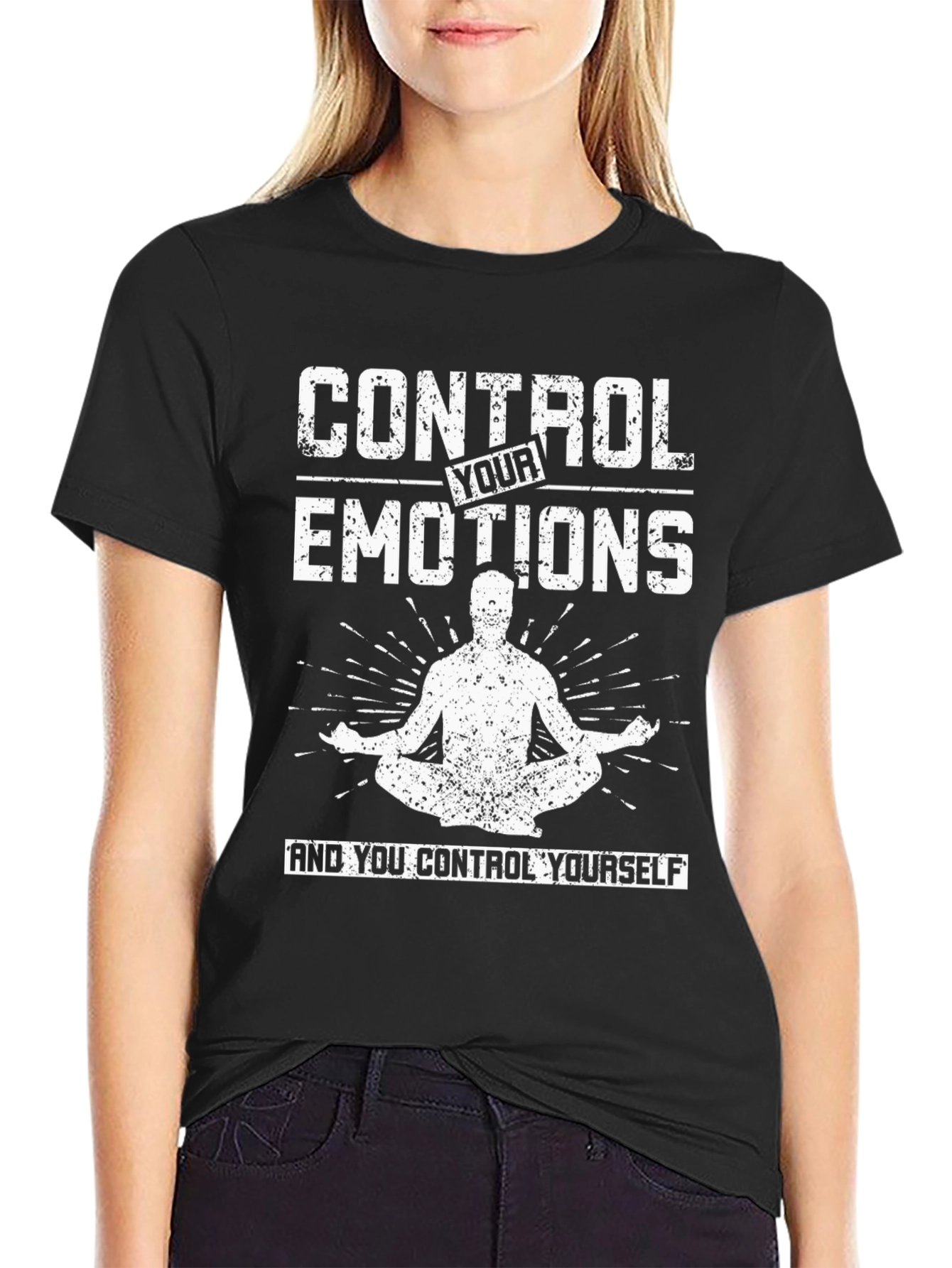 Black Control Your Emotions Graphic T-Shirt view 2