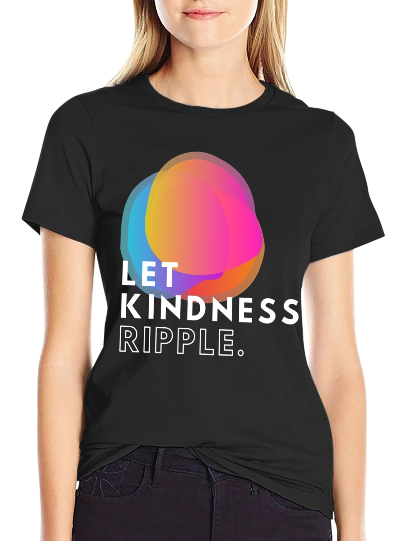Black Kindness Ripple Graphic Tee - Soft Black Shirt view 2