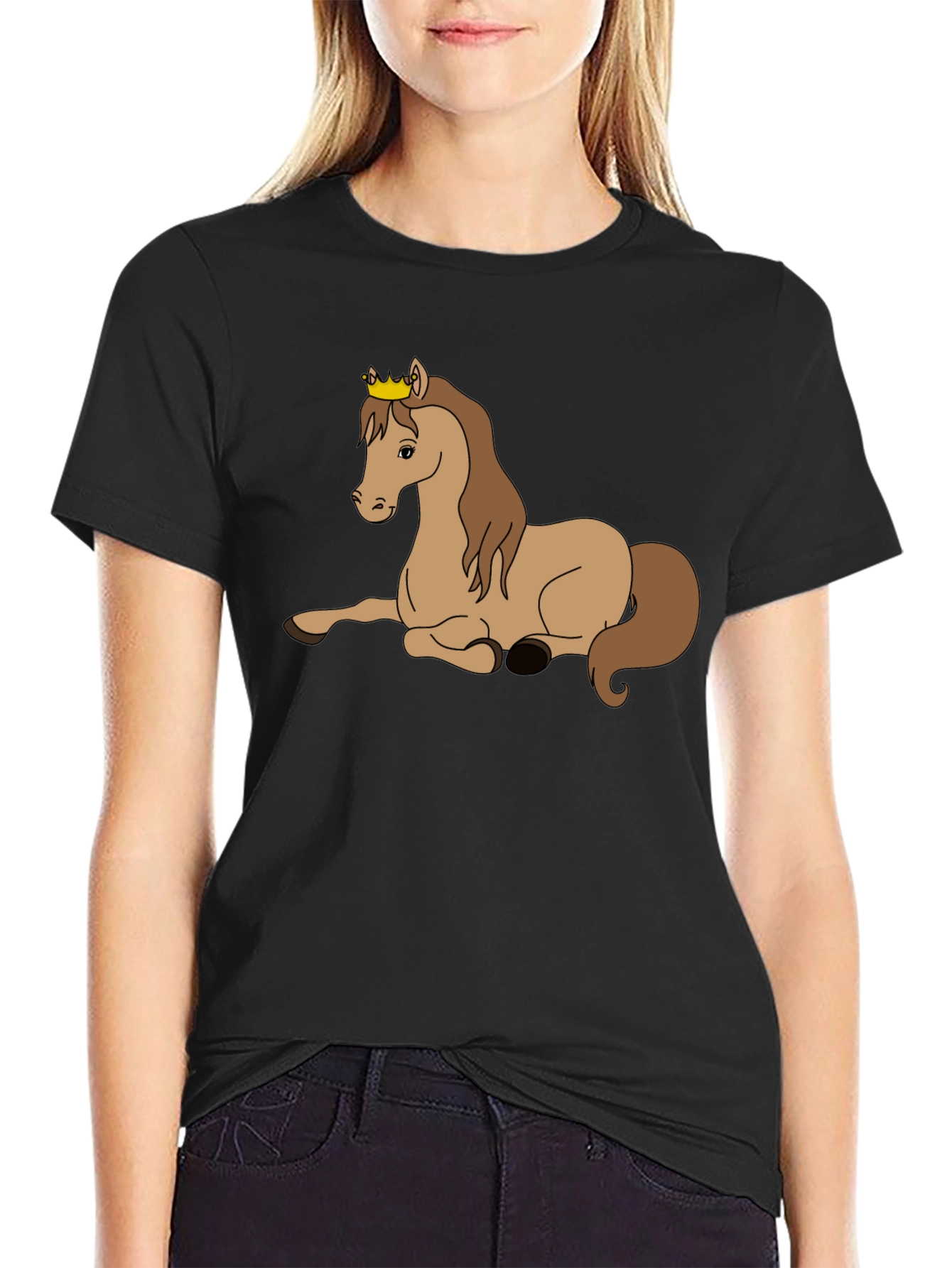 Black Horse with Crown Graphic T-Shirt view 2
