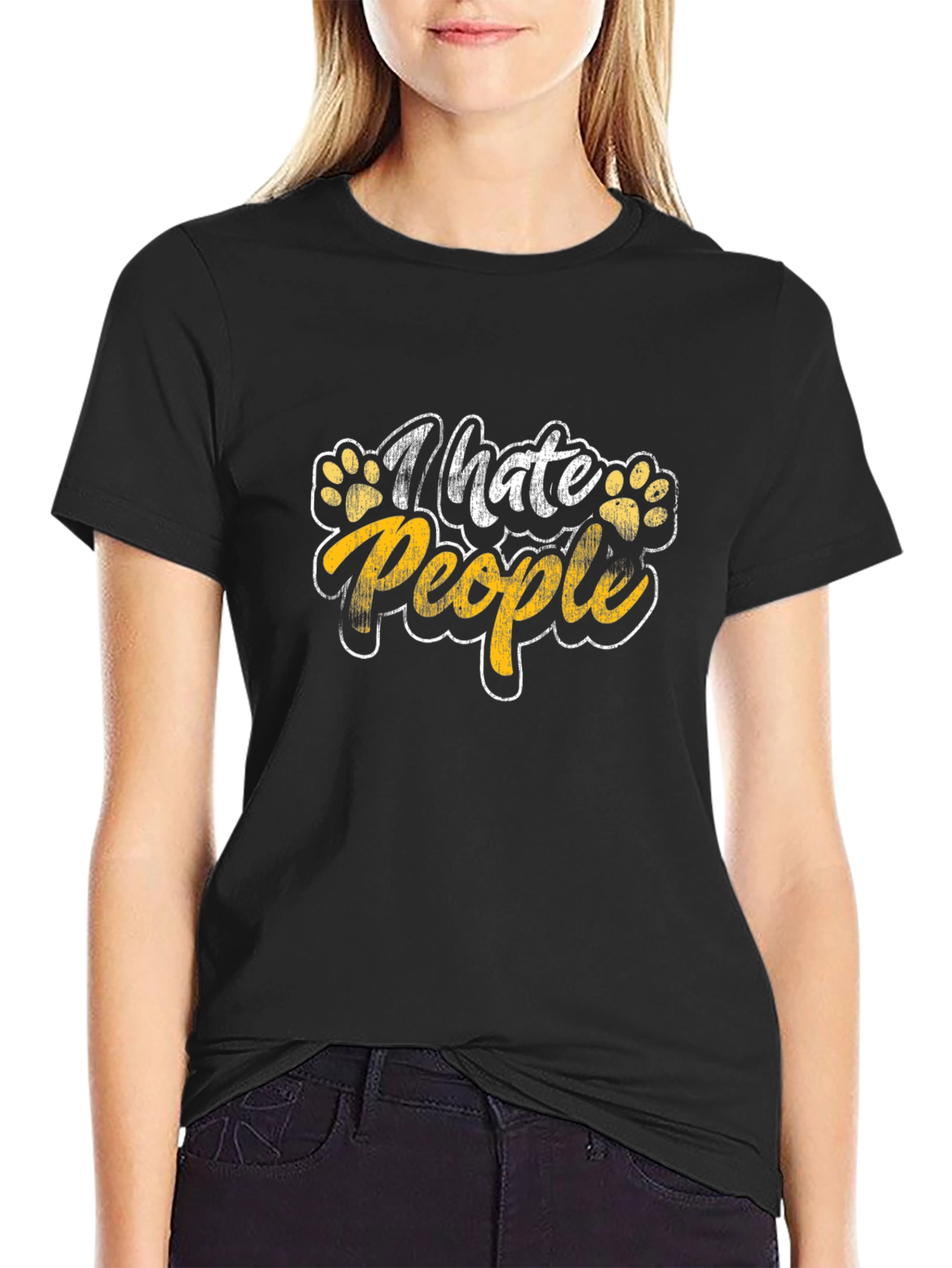 Black I Hate People T-Shirt - Novelty Graphic Tee view 2