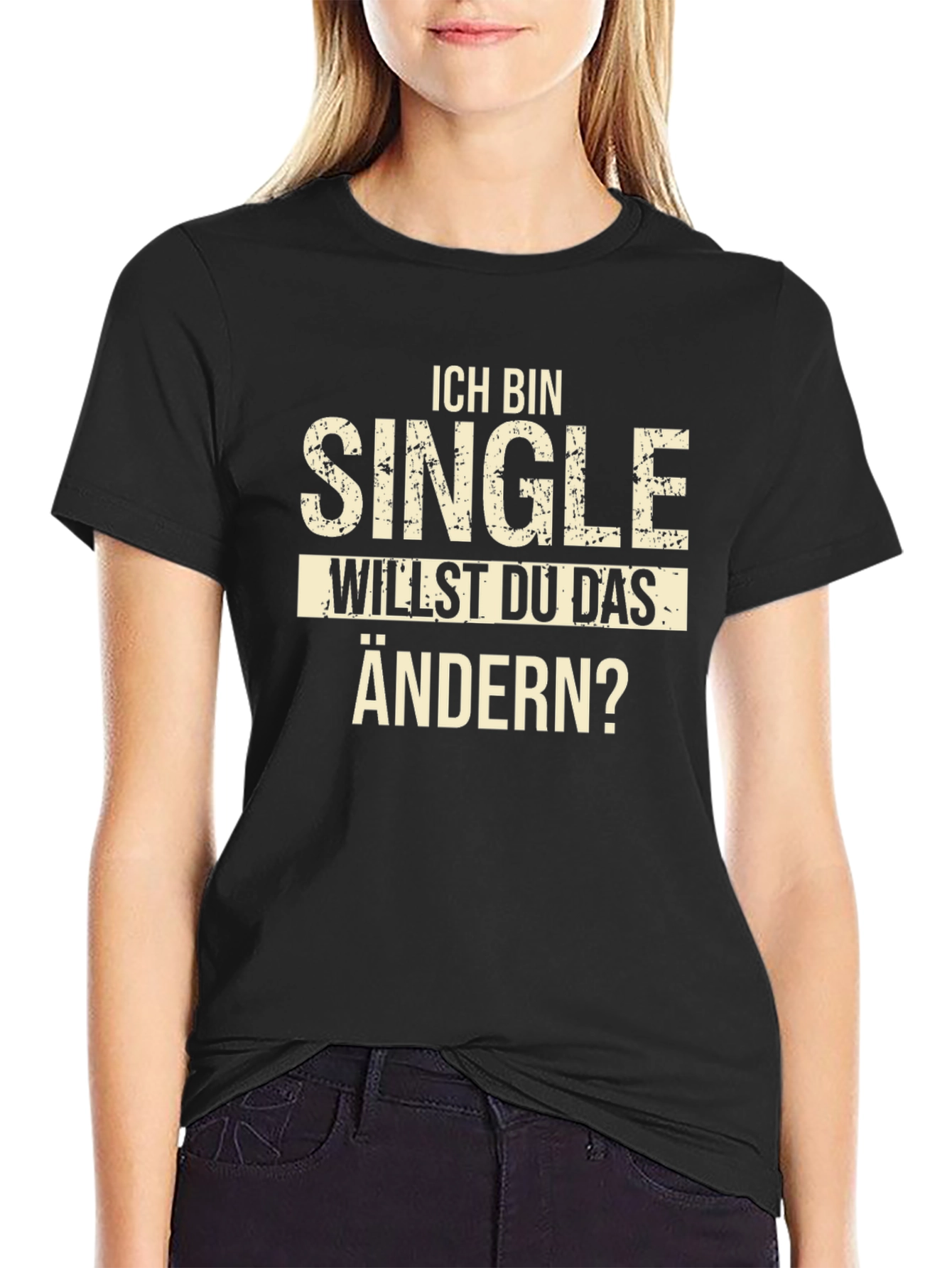 Black Ich Bin Single T-Shirt - Black Cotton German Phrase Tee view 2