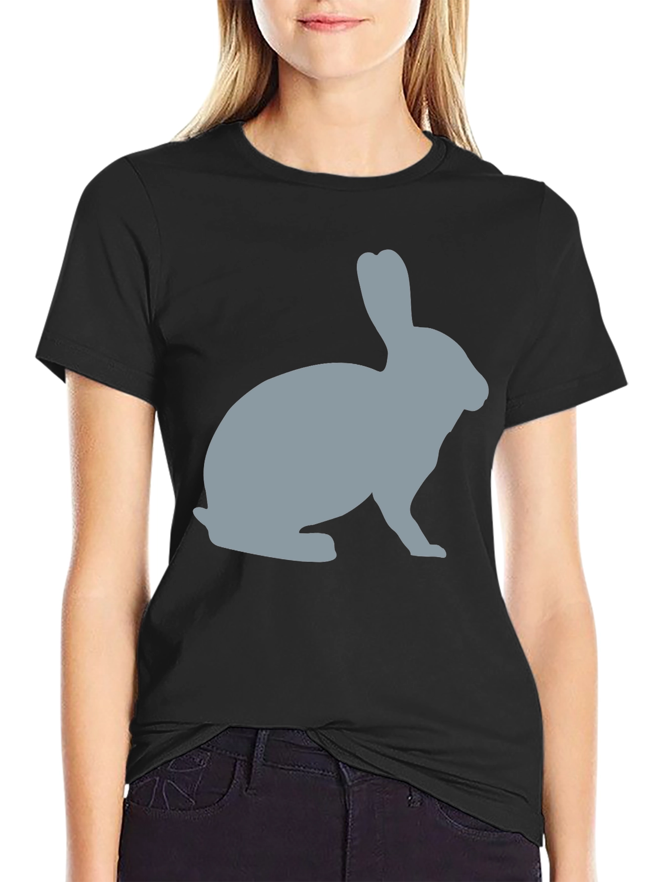 Black Rabbit Silhouette Graphic Tee - Unisex Soft Cotton T-Shirt view 2