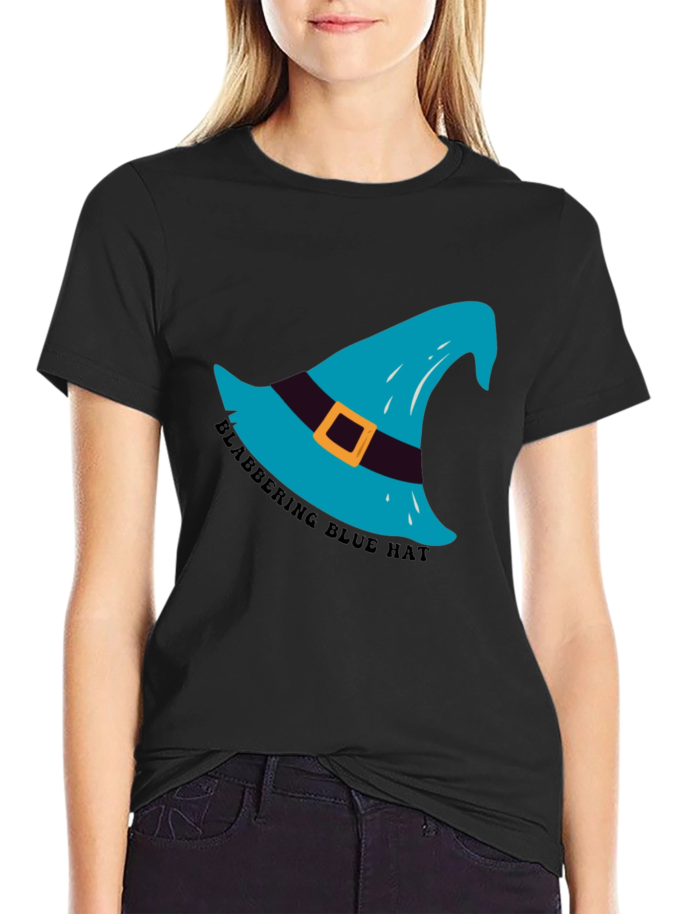 Black Blabbering Blue Hat Graphic Tee - Black view 2