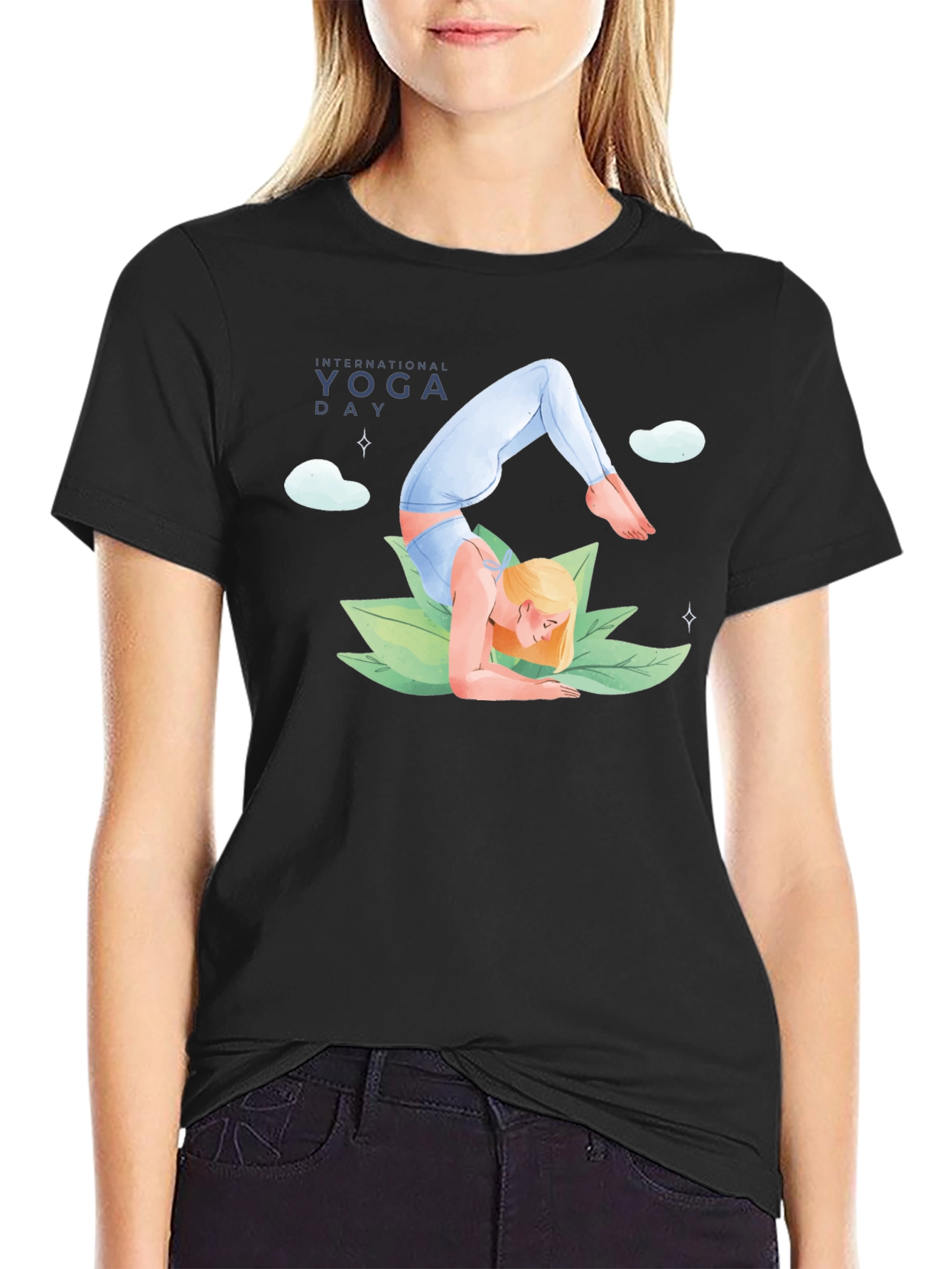 Yoga Day Graphic Tee - Black Cotton - 2