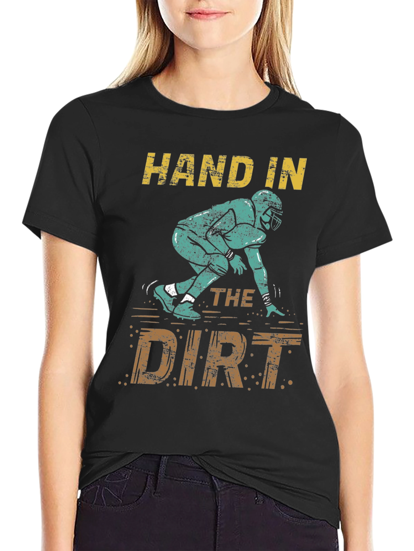 Black Hand in the Dirt Football T-Shirt view 2