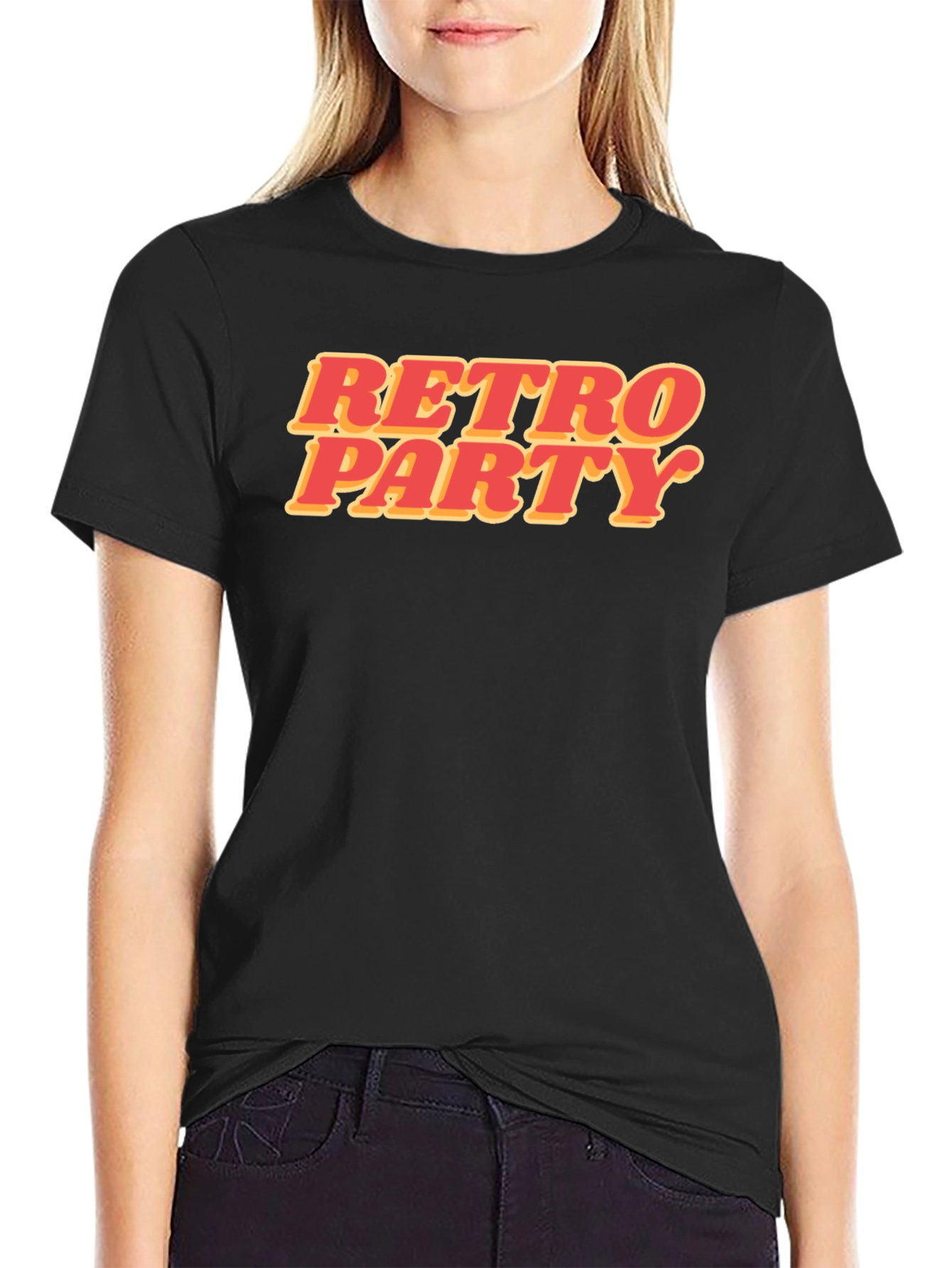Black Retro Party Graphic T-Shirt - Stylish Black Tee view 2