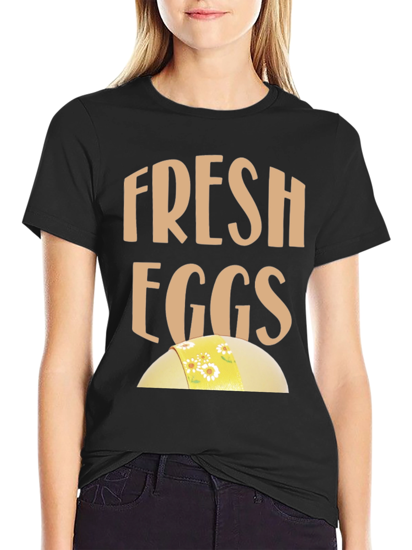 Black Fresh Eggs Funny T-Shirt view 2