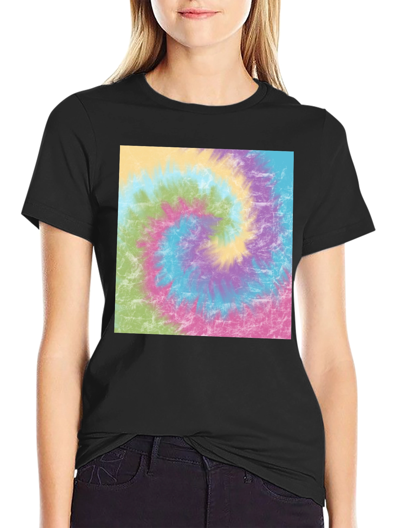 Black Tie Dye Swirl Graphic Tee - Casual Comfort view 2