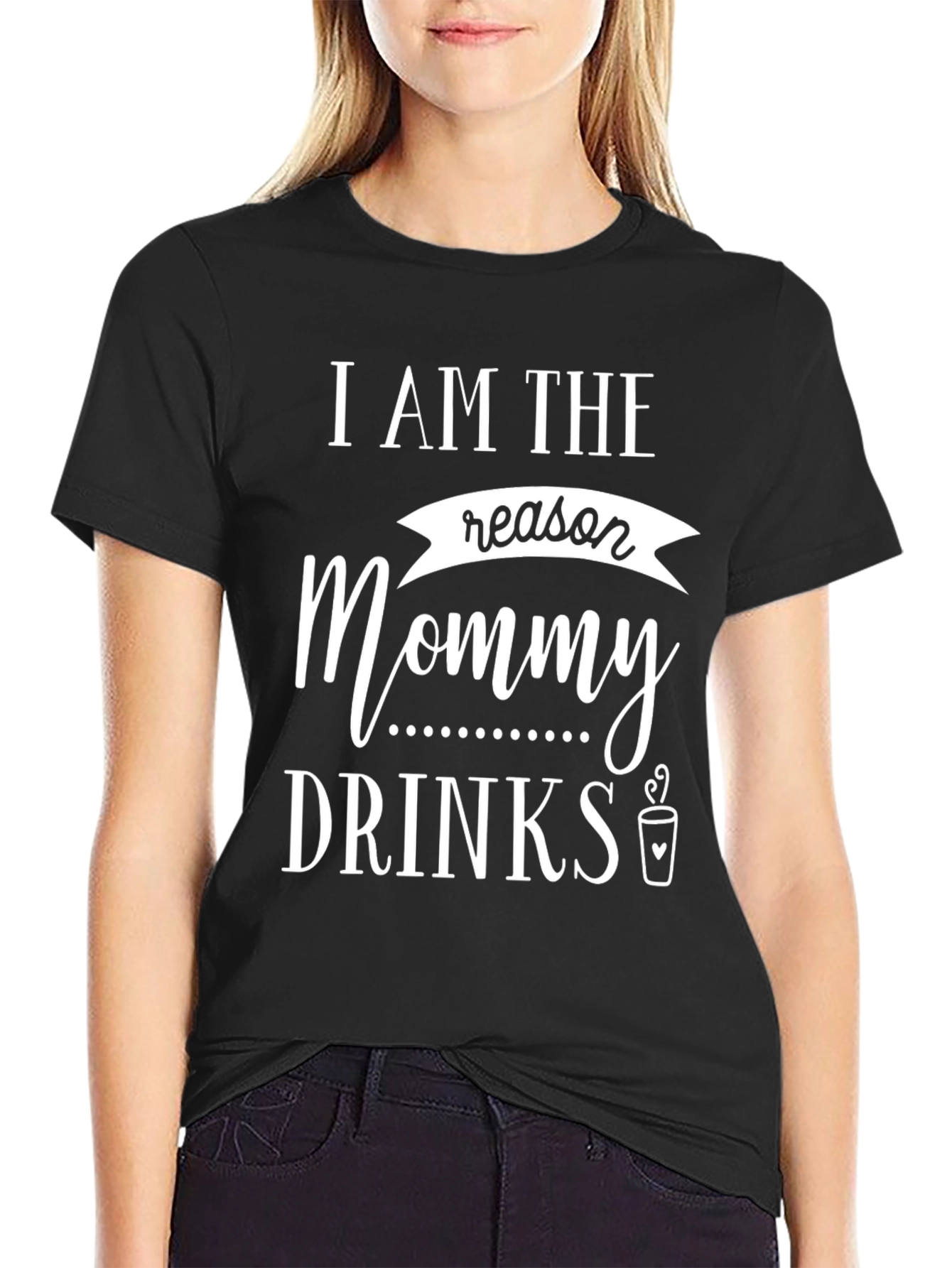 Black Funny "Mommy Drinks" Graphic Tee view 2