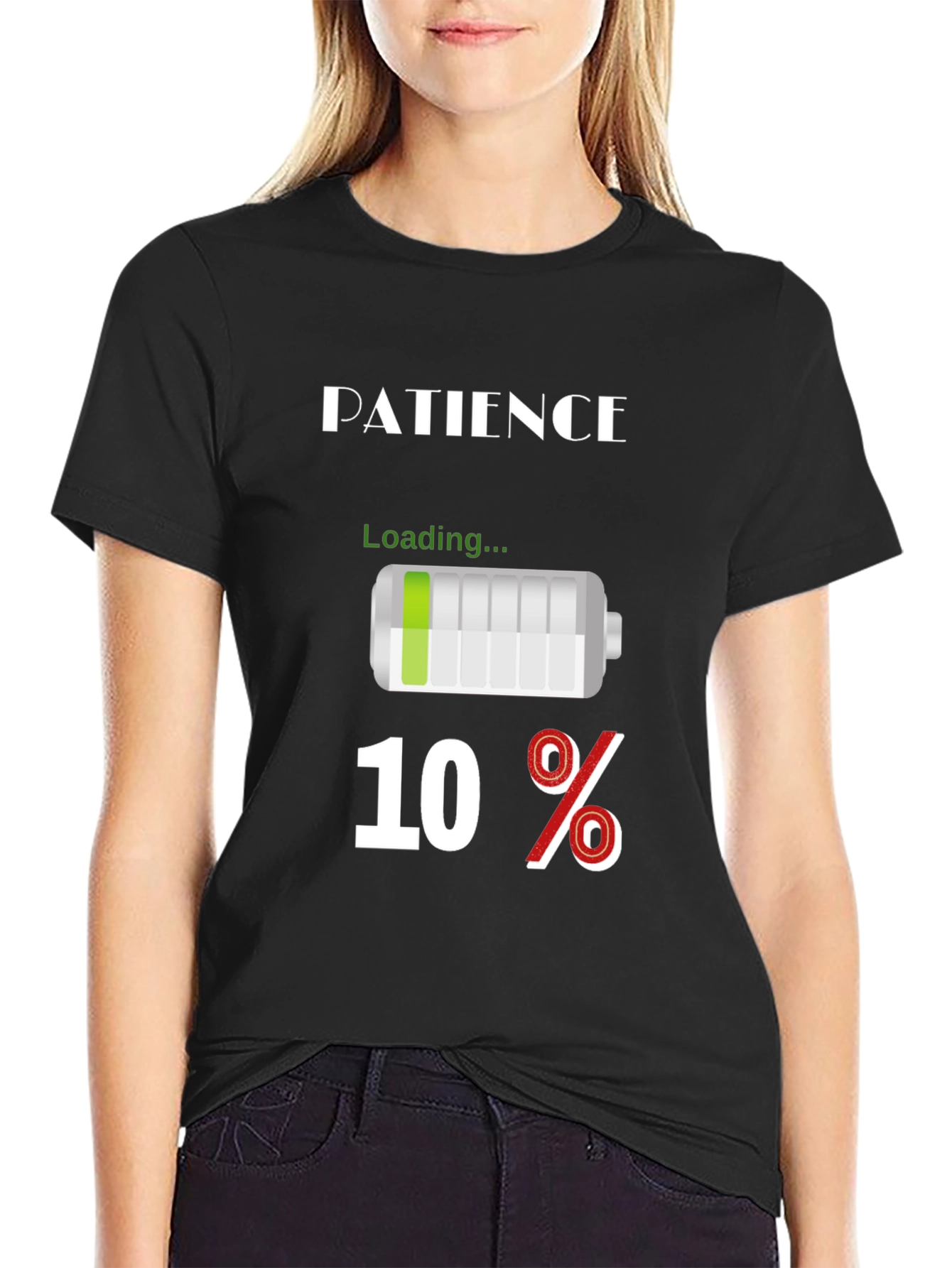 Black Patience Loading Funny Graphic T-Shirt view 2