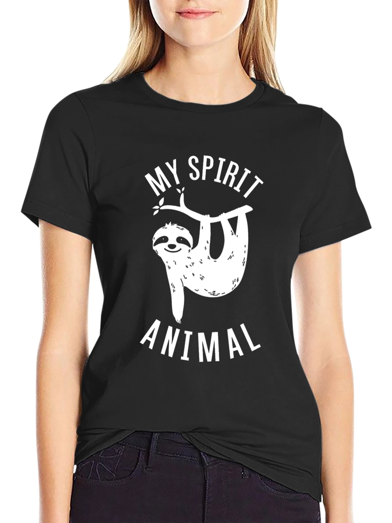 Black My Spirit Animal Sloth Graphic Tee - Unisex view 2