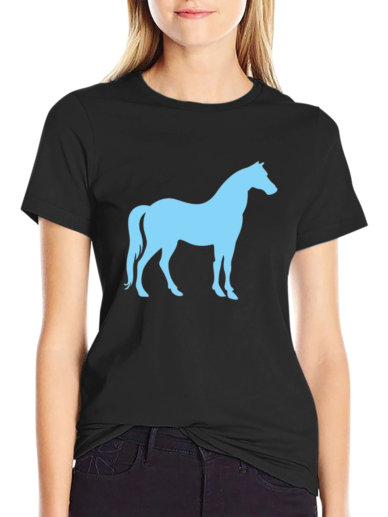 Black Horse Silhouette Graphic T-Shirt - Black view 2