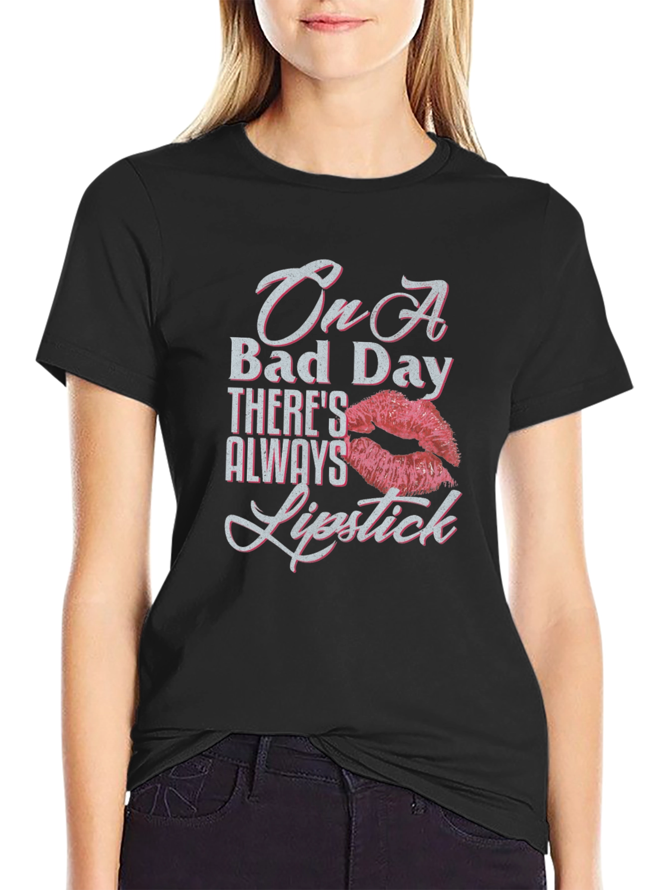 Black On A Bad Day Lipstick T-Shirt view 2